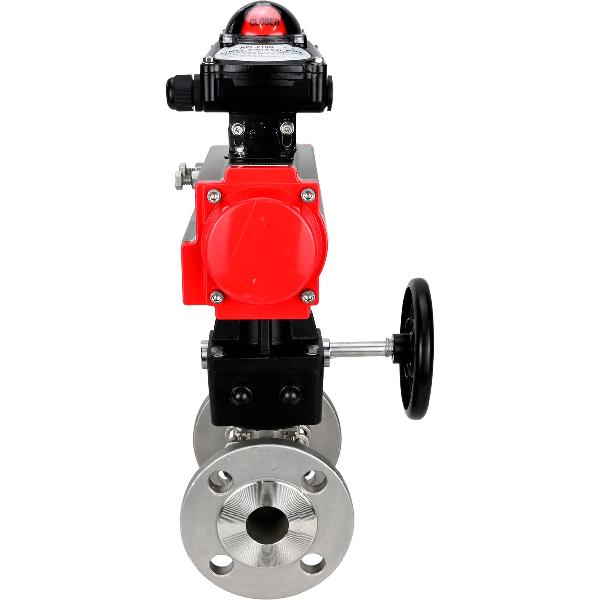 Stainless steel ball valve Elephant ksfpt-304-180-da-apl210n-hdm, body material - stainless steel AISI 304, ball material - stainless steel AISI 304, seal - PTFE, pneumatic actuator operated