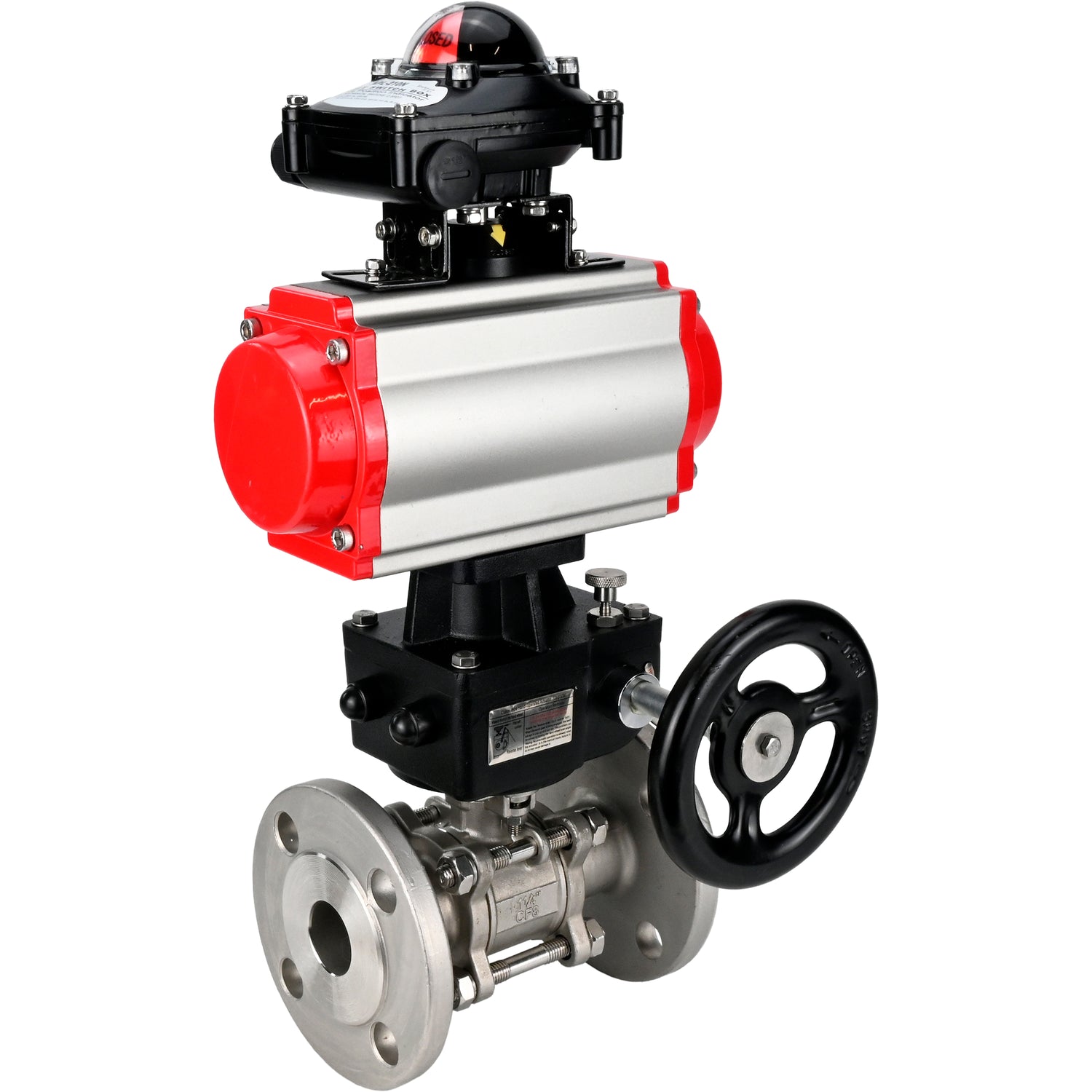 Stainless steel ball valve Elephant ksfpt-304-180-da-apl210n-hdm, body material - stainless steel AISI 304, ball material - stainless steel AISI 304, seal - PTFE, pneumatic actuator operated
