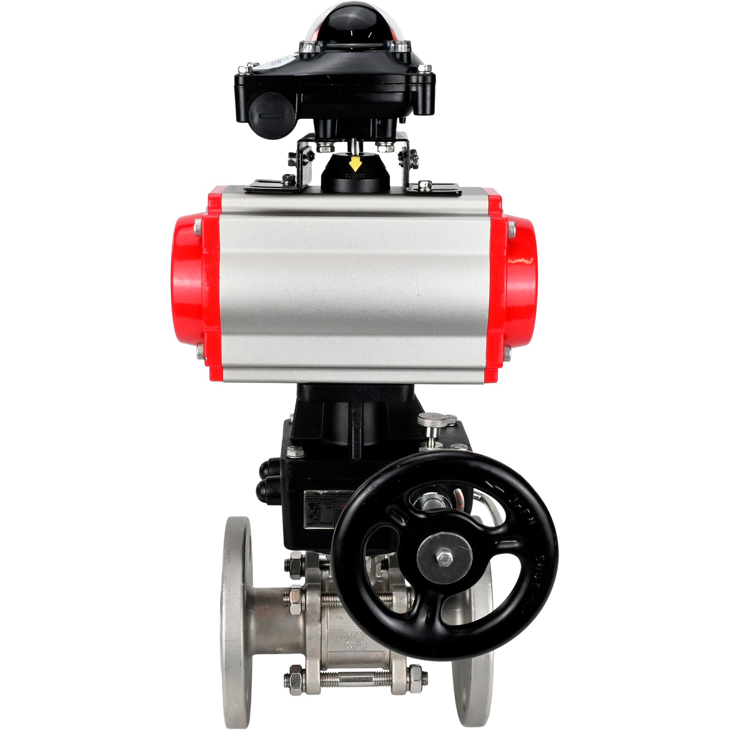 Stainless steel ball valve Elephant ksfpt-304-180-da-apl210n-hdm, body material - stainless steel AISI 304, ball material - stainless steel AISI 304, seal - PTFE, pneumatic actuator operated