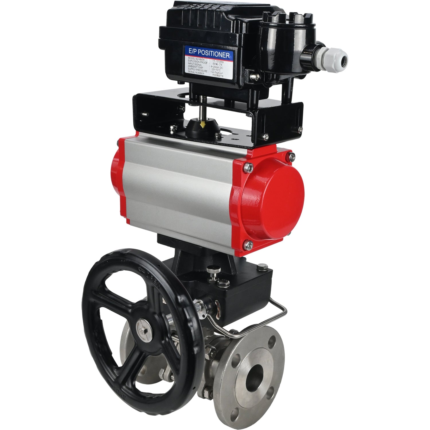 Stainless steel ball valve Elephant ksfpt-316-180-da-yt1000rsn-hdm, body material - stainless steel AISI 316, ball material - stainless steel AISI 316, seal - PTFE, pneumatic actuator operated