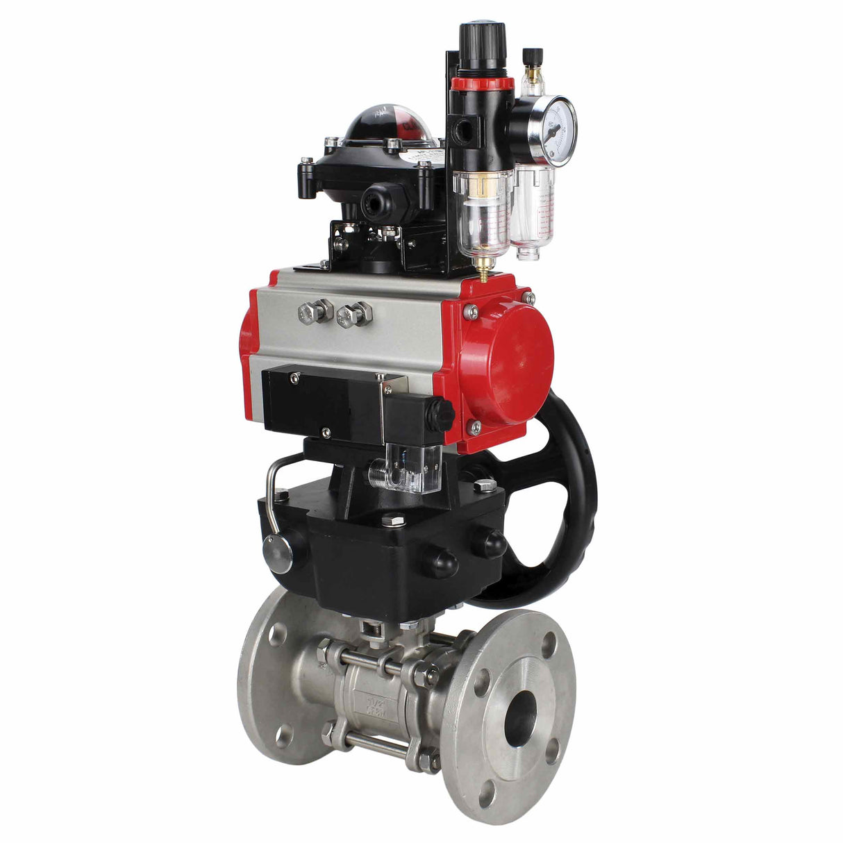 Stainless steel ball valve Elephant ksfpt-316-180-da-4m310-110/220v-apl210n-hdm-afc2000, body material - stainless steel AISI 316, ball material - stainless steel AISI 316, seal - PTFE, pneumatic actuator operated