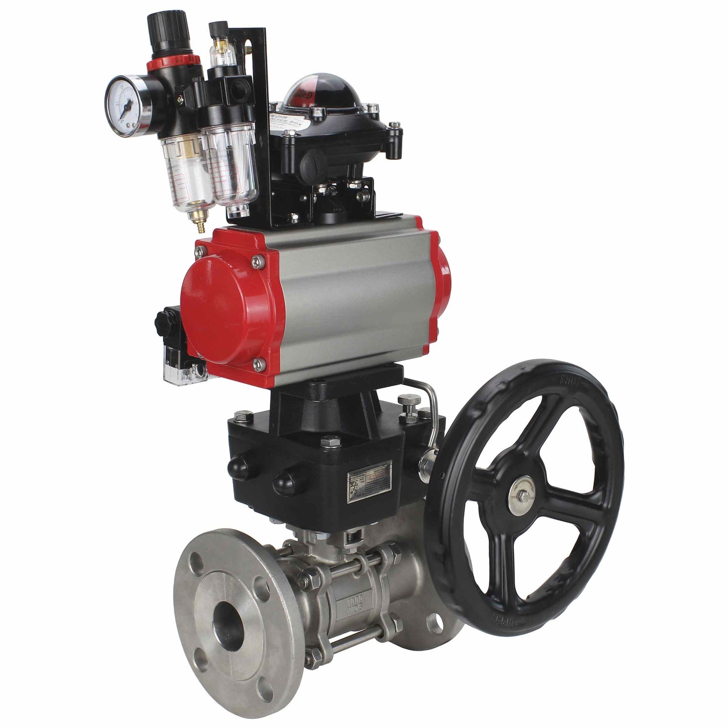 Stainless steel ball valve Elephant ksfpt-316-180-da-4m310-110/220v-apl210n-hdm-afc2000, body material - stainless steel AISI 316, ball material - stainless steel AISI 316, seal - PTFE, pneumatic actuator operated