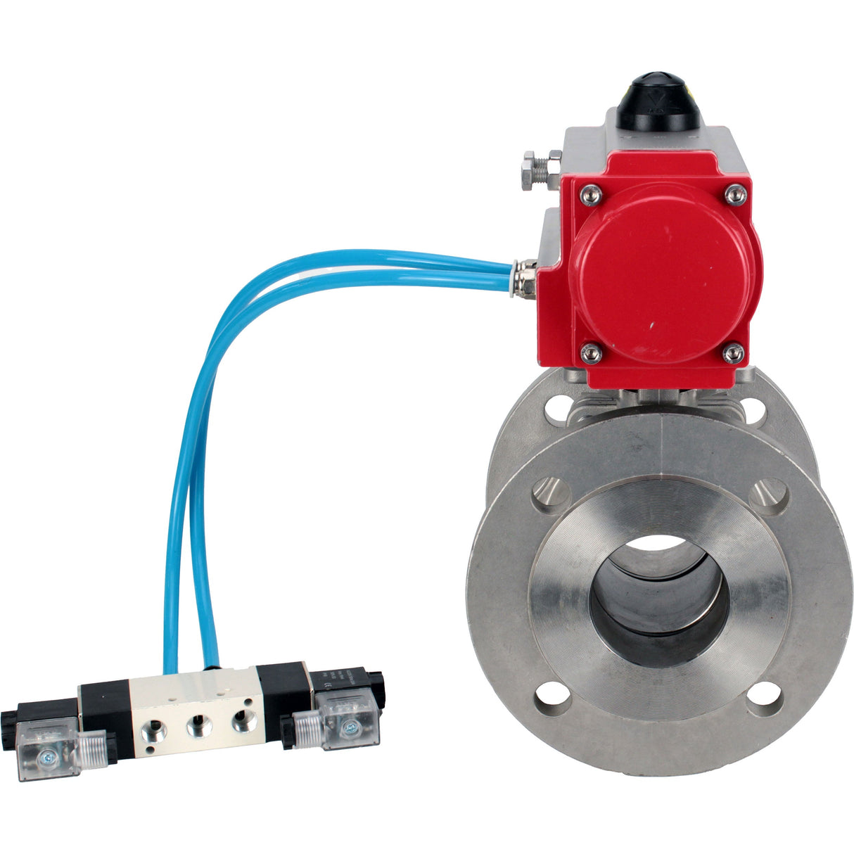 Ball valves Elephant BV3232P(2pc)-FP-F-ISO-H DN15-300 16 bar/16, full bore flanged, stainless steel SS316, seal - PTFE, with pneumatic actuator PA-SA with return springs, with pneumatic distributor 4V320-10 220V