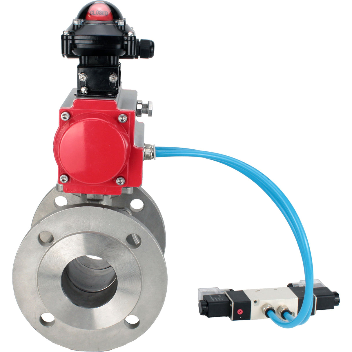Ball valves Elephant BV3232P(2pc)-FP-F-ISO-H DN15-300 16 bar/16, full bore flanged, stainless steel SS316, seal - PTFE, with double-acting PA-DA pneumatic actuator, with pneumatic distributor 4V320-08 220V, with LSU APL-210N