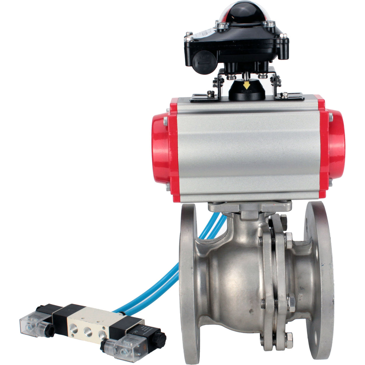 Ball valves Elephant BV3232P(2pc)-FP-F-ISO-H DN15-300 16 bar/16, full bore flanged, stainless steel SS316, seal - PTFE, with double-acting PA-DA pneumatic actuator, with pneumatic distributor 4V320-08 220V, with LSU APL-210N