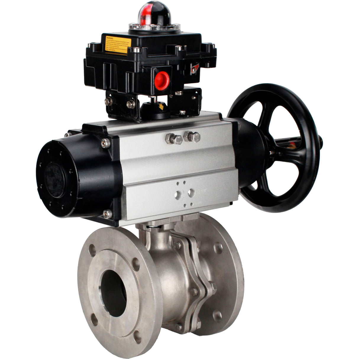 Ball valves Elephant BV3232P(2pc)-FP-F-ISO-H DN80-100 16 bar full bore flanged, body - stainless steel 316, seal - PTFE, with pneumatic actuator Elephant PA-DA-105-1 and LSU APL-410N EX