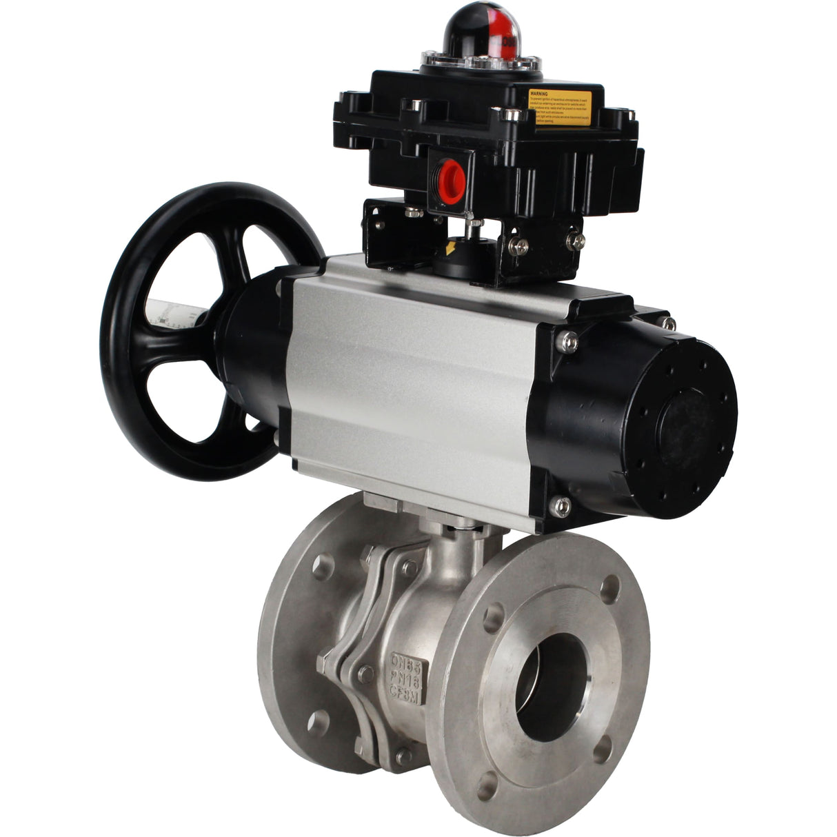 Ball valves Elephant BV3232P(2pc)-FP-F-ISO-H DN80-100 16 bar full bore flanged, body - stainless steel 316, seal - PTFE, with pneumatic actuator Elephant PA-DA-105-1 and LSU APL-410N EX
