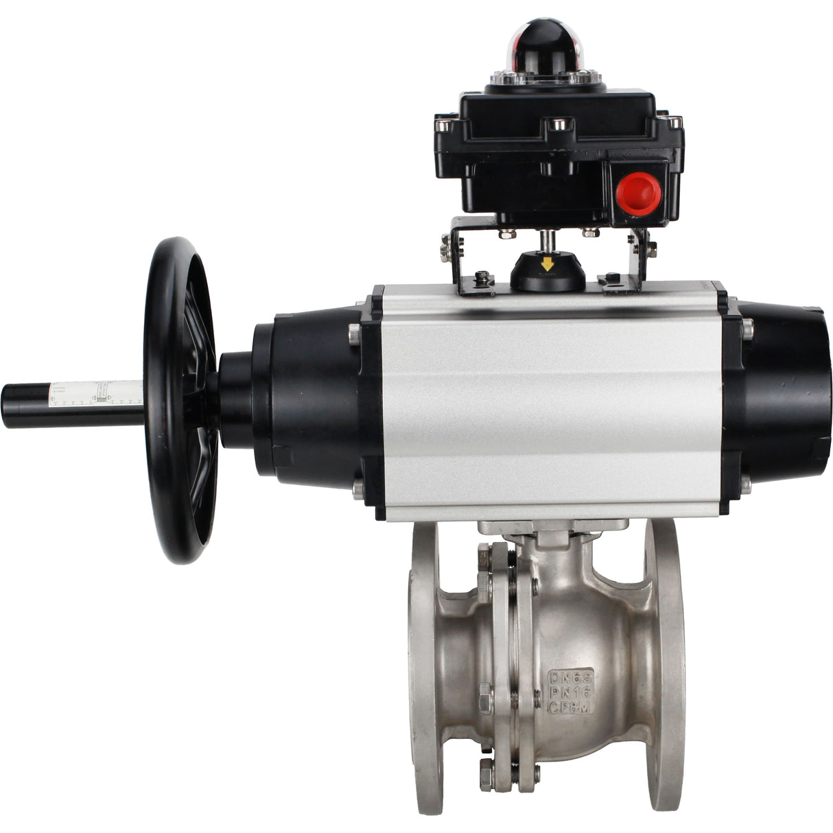 Ball valves Elephant BV3232P(2pc)-FP-F-ISO-H DN80-100 16 bar full bore flanged, body - stainless steel 316, seal - PTFE, with pneumatic actuator Elephant PA-DA-105-1 and LSU APL-410N EX