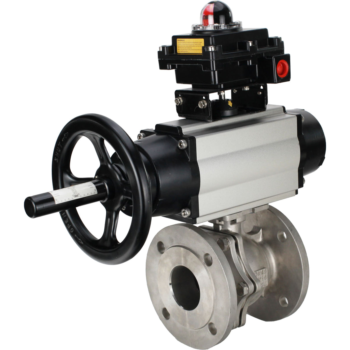 Ball valves Elephant BV3232P(2pc)-FP-F-ISO-H DN80-100 16 bar full bore flanged, body - stainless steel 316, seal - PTFE, with pneumatic actuator Elephant PA-DA-105-1 and LSU APL-410N EX