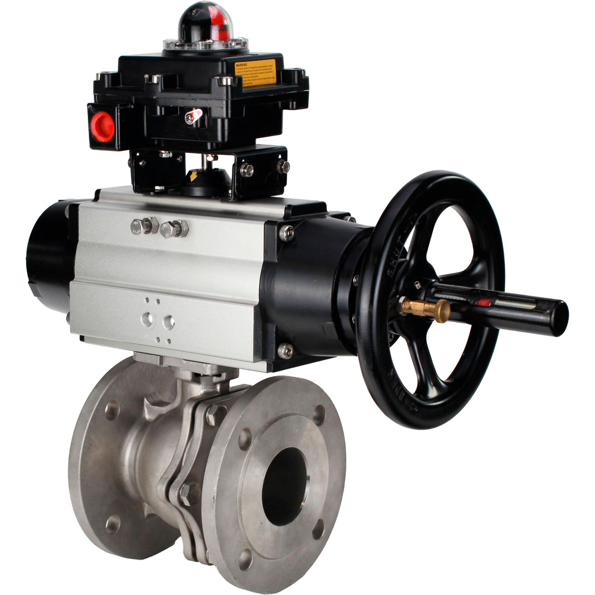 Ball valves Elephant BV3232P(2pc)-FP-F-ISO-H DN80-100 16 bar full bore flanged, body - stainless steel 316, seal - PTFE, with pneumatic actuator Elephant PA-DA-105-1 and LSU APL-410N EX