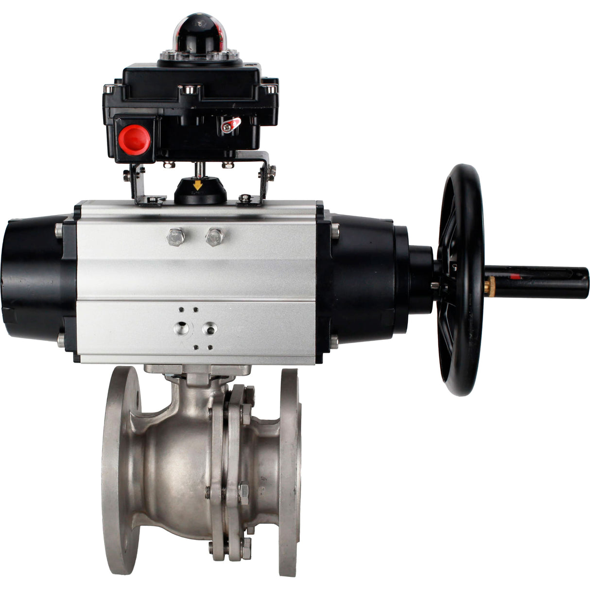Ball valves Elephant BV3232P(2pc)-FP-F-ISO-H DN80-100 16 bar full bore flanged, body - stainless steel 316, seal - PTFE, with pneumatic actuator Elephant PA-DA-105-1 and LSU APL-410N EX