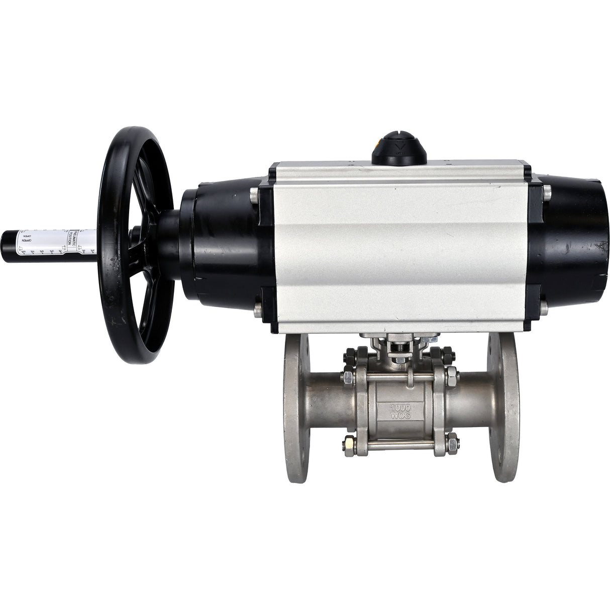 Ball valves Elephant BV3131P(3pc)-FP-F-ISO-H DN65-80 16 bar three-piece full bore flanged, body - stainless steel SS304, seal - PTFE, with pneumatic actuator Elephant PA-DA-105-1