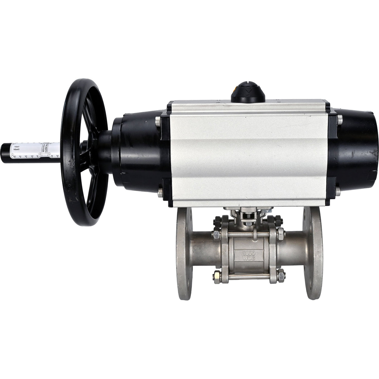 Ball valves Elephant BV3131P(3pc)-FP-F-ISO-H DN65-80 16 bar three-piece full bore flanged, body - stainless steel SS304, seal - PTFE, with pneumatic actuator Elephant PA-DA-105-1