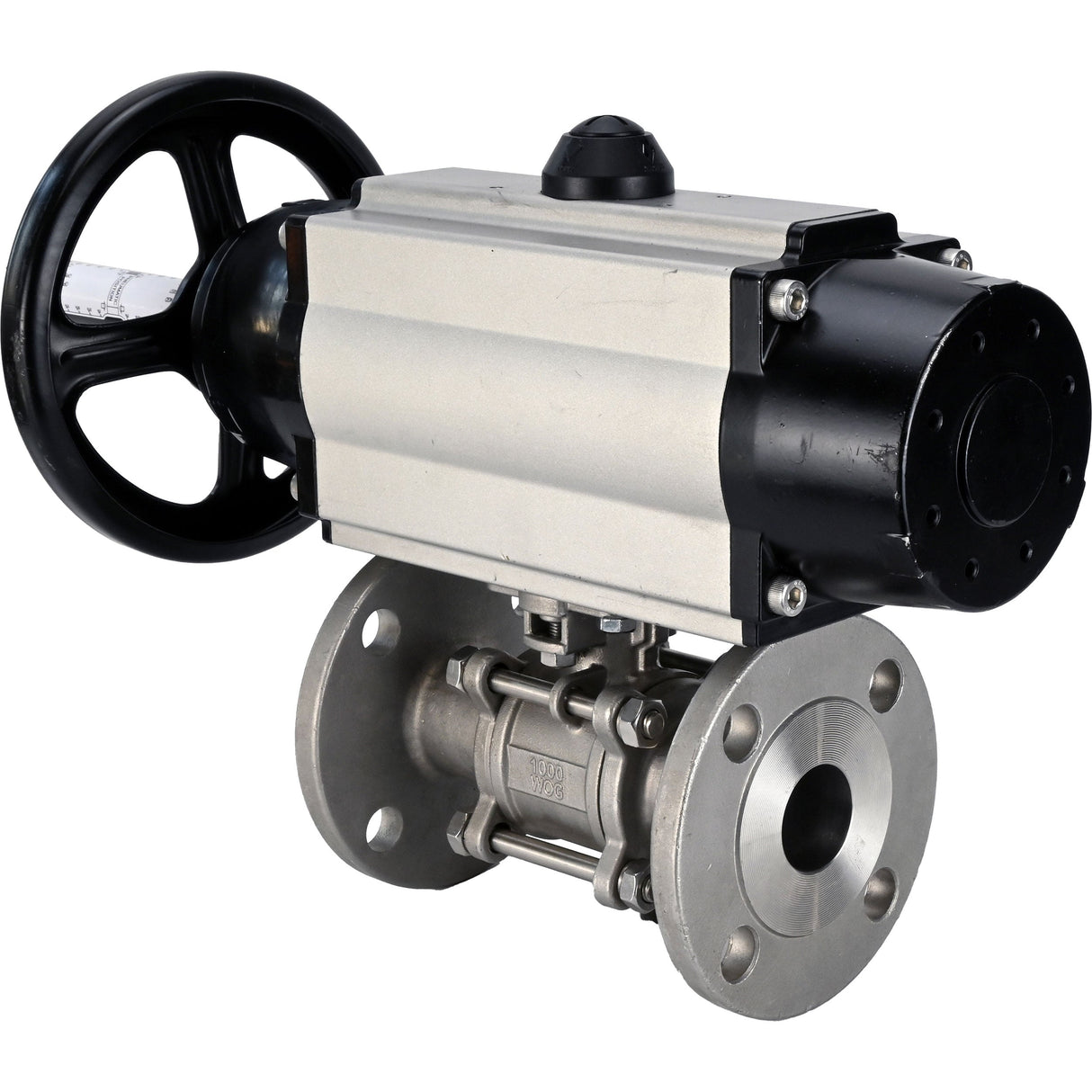 Ball valves Elephant BV3131P(3pc)-FP-F-ISO-H DN65-80 16 bar three-piece full bore flanged, body - stainless steel SS304, seal - PTFE, with pneumatic actuator Elephant PA-DA-105-1