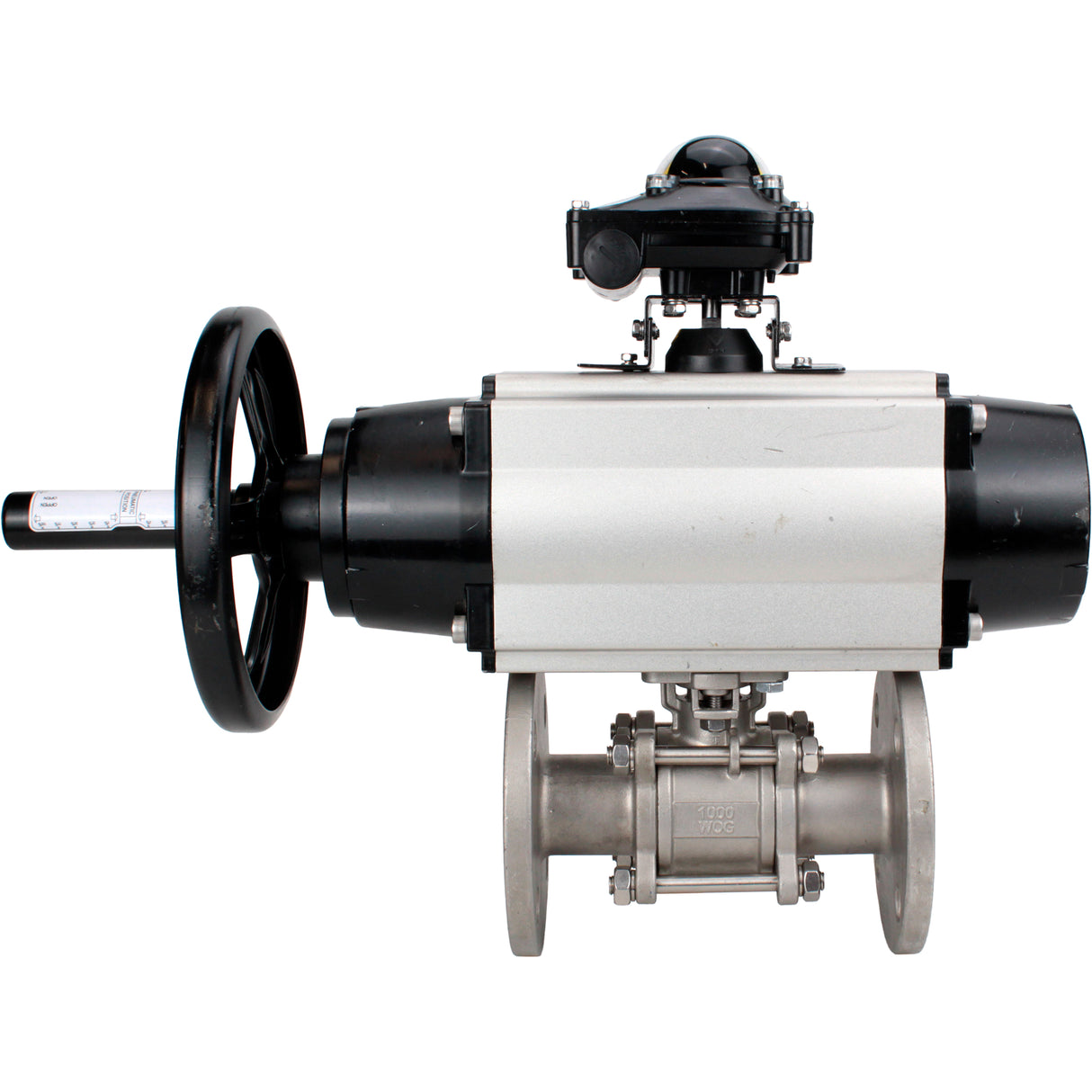 Ball valves Elephant BV3131P(3pc)-FP-F-ISO-H DN65-80 16 bar three-piece full bore flanged, body - stainless steel SS304, seal - PTFE, with pneumatic actuator Elephant PA-DA and LSU APL-210N
