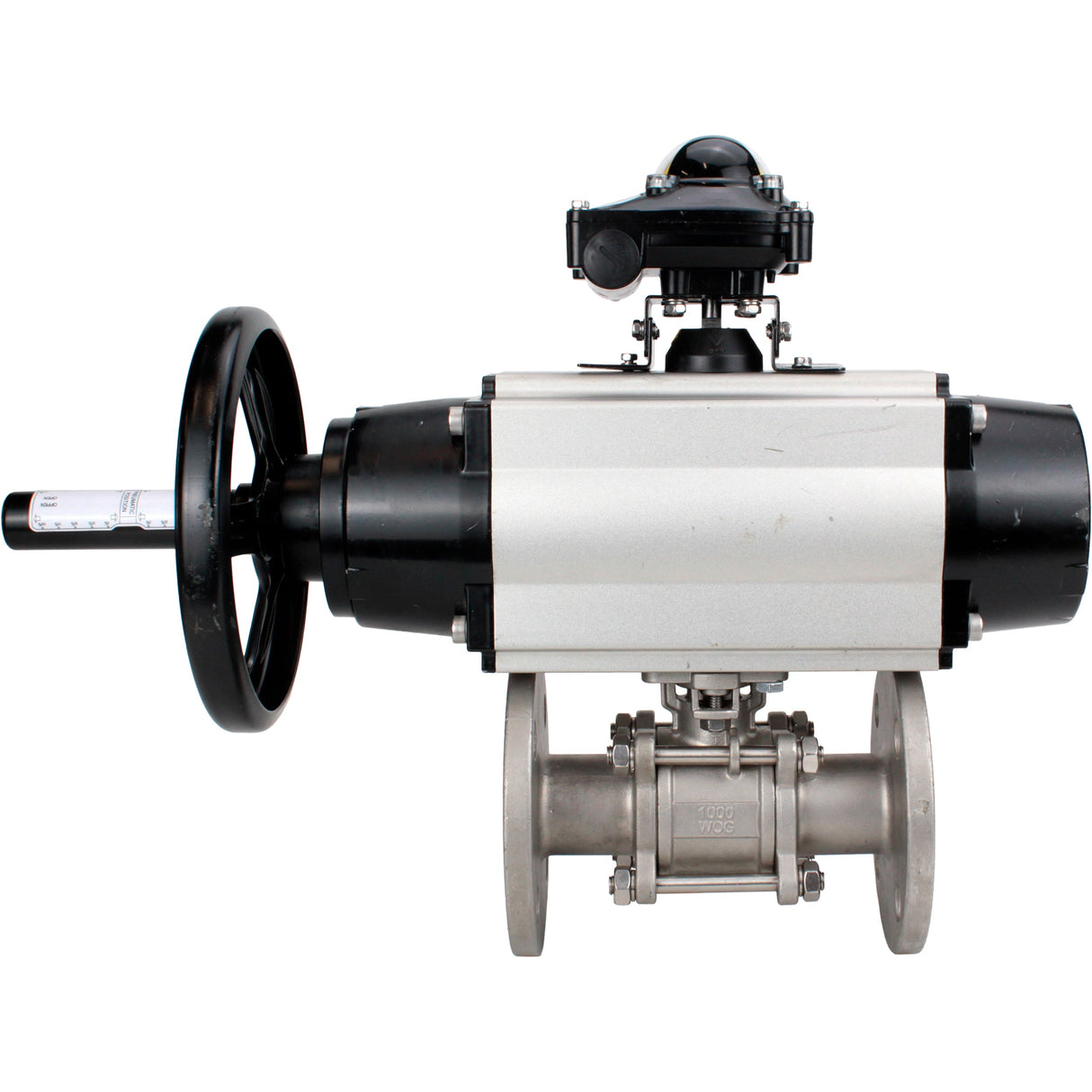 Ball valves Elephant BV3232P(3pc)-FP-F-ISO-H DN65-80 16 bar three-piece full bore flanged, body - stainless steel SS304, seal - PTFE, with pneumatic actuator Elephant PA-DA and LSU APL-210N