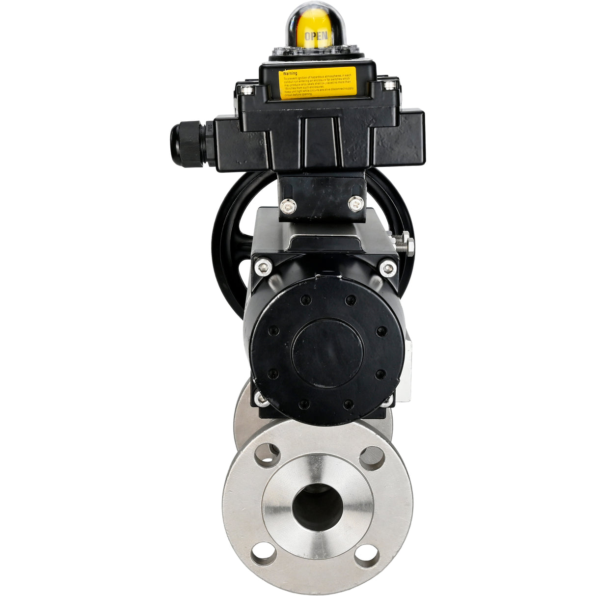 Ball valves Elephant BV3131P(3pc)-FP-F-ISO-H DN65-80 16 bar three-piece full bore flanged, body - stainless steel SS304, seal - PTFE, with pneumatic actuator Elephant PA-DA and LSU APL-410N EX