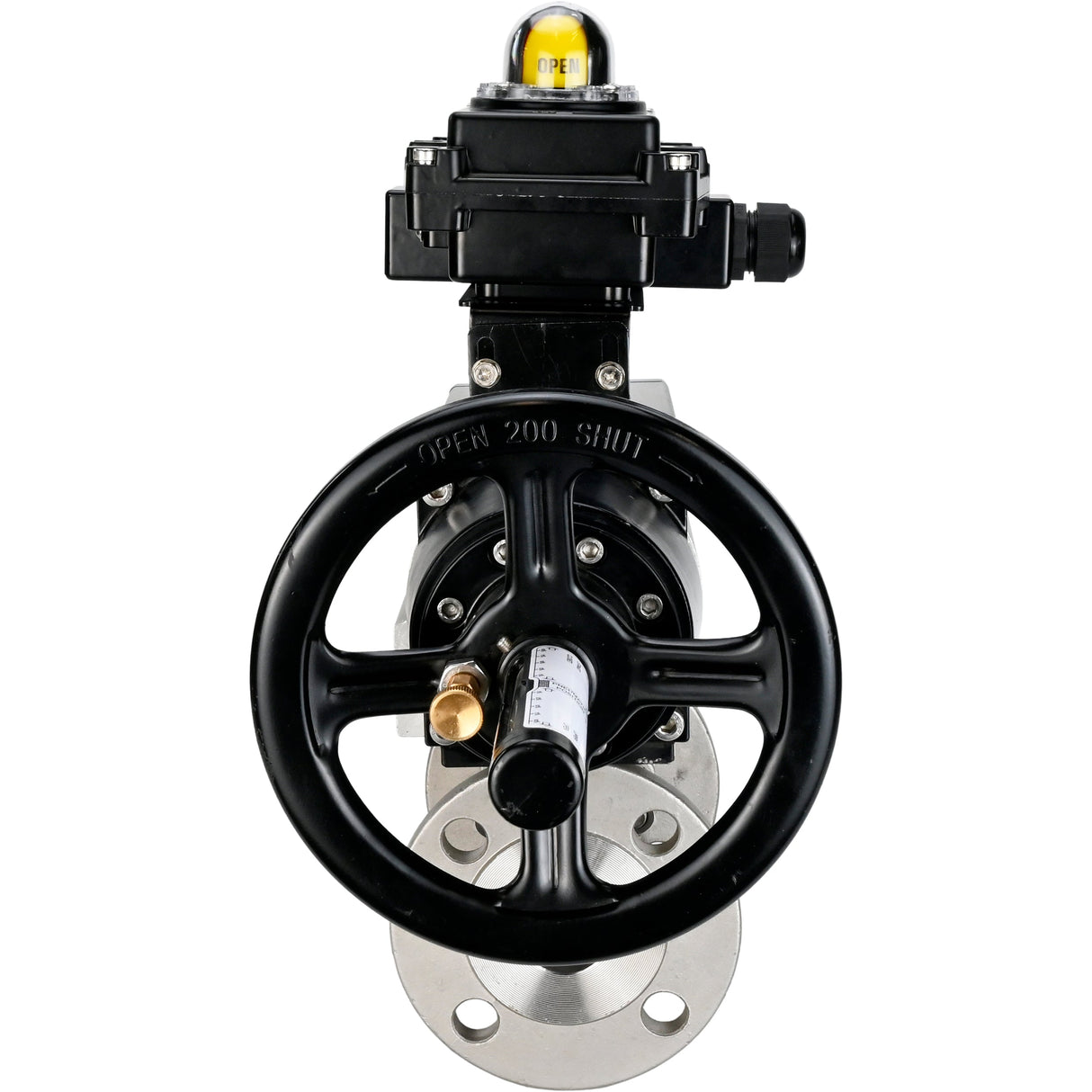 Ball valves Elephant BV3232P(3pc)-FP-F-ISO-H DN65-80 16 bar three-piece full bore flanged, body - stainless steel SS304, seal - PTFE, with pneumatic actuator Elephant PA-DA and LSU APL-410N EX