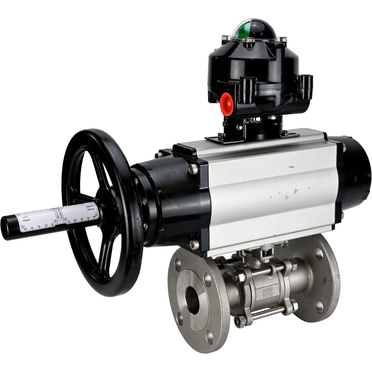 Ball valves Elephant BV3232P(3pc)-FP-F-ISO-H DN65-80 16 bar three-piece full bore flanged, body - stainless steel SS304, seal - PTFE, with pneumatic actuator Elephant PA-DA and LSU APL-510N EX