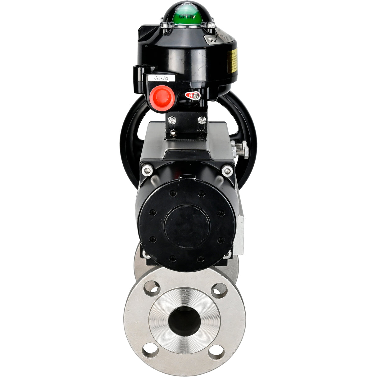 Ball valves Elephant BV3131P(3pc)-FP-F-ISO-H DN65-80 16 bar three-piece full bore flanged, body - stainless steel SS304, seal - PTFE, with pneumatic actuator Elephant PA-DA and LSU APL-510N EX