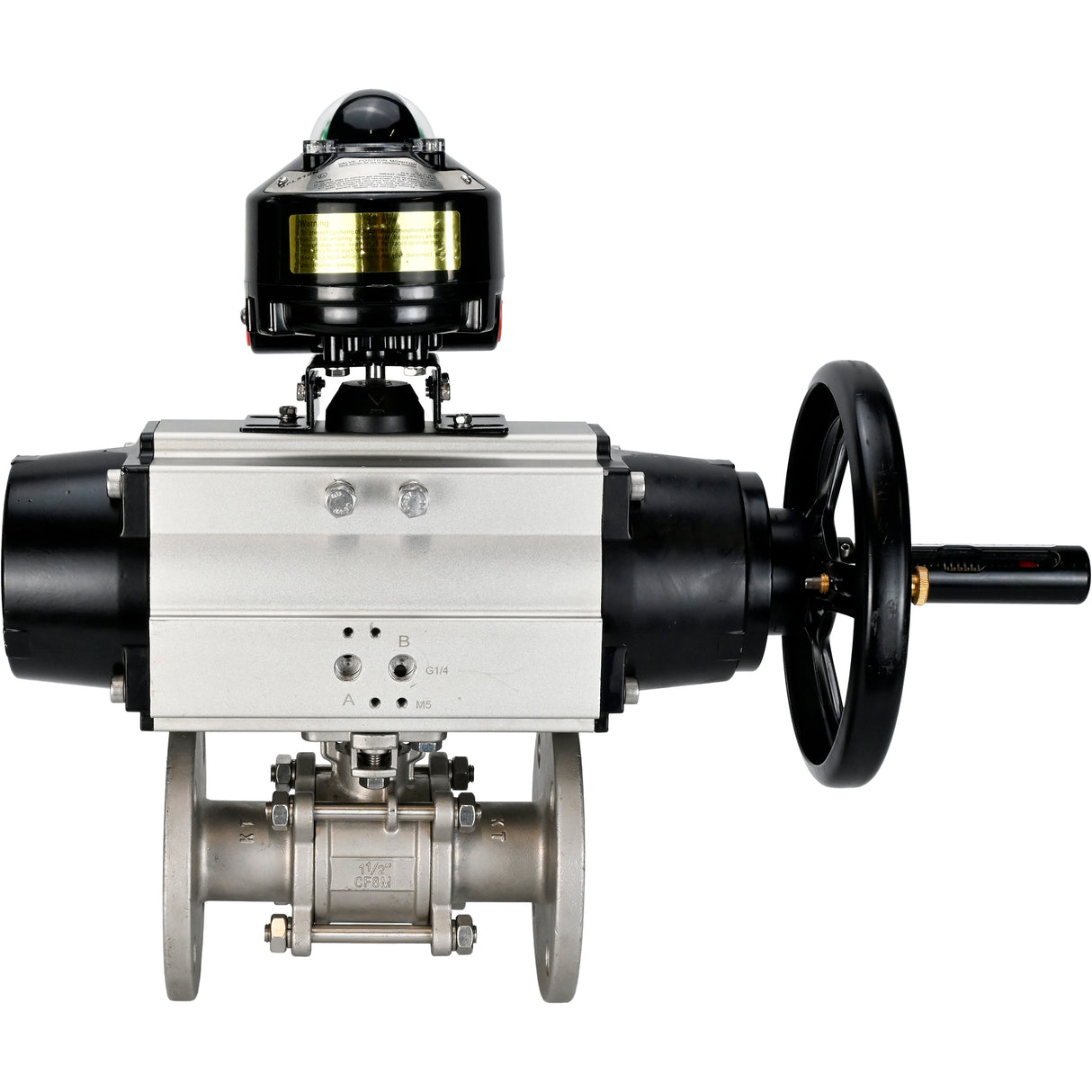 Ball valves Elephant BV3131P(3pc)-FP-F-ISO-H DN65-80 16 bar three-piece full bore flanged, body - stainless steel SS304, seal - PTFE, with pneumatic actuator Elephant PA-DA and LSU APL-510N EX