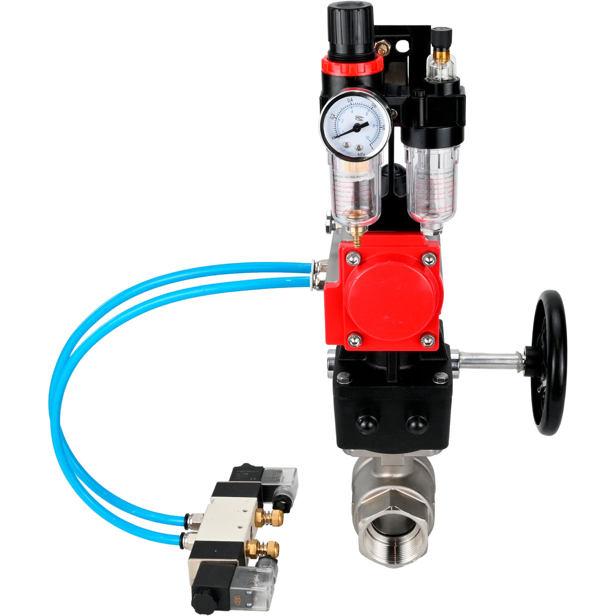 Ball valves Elephant BV3232P(2pc)-FP-T-ISO-H DN10-50 16 bar, full bore coupling, stainless steel SS316, seal - PTFE, with double-acting PA-DA pneumatic actuator, with pneumatic distributor 4V320-08 220V, with manual DNbler MON1-250-T26-ISO, with ATU AFC20