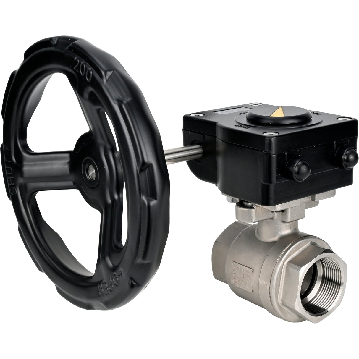 Stainless steel ball valve Elephant kshmp316-elephant-ham, body material - stainless steel AISI 316, ball material - stainless steel AISI 316, seal - PTFE, gear operated