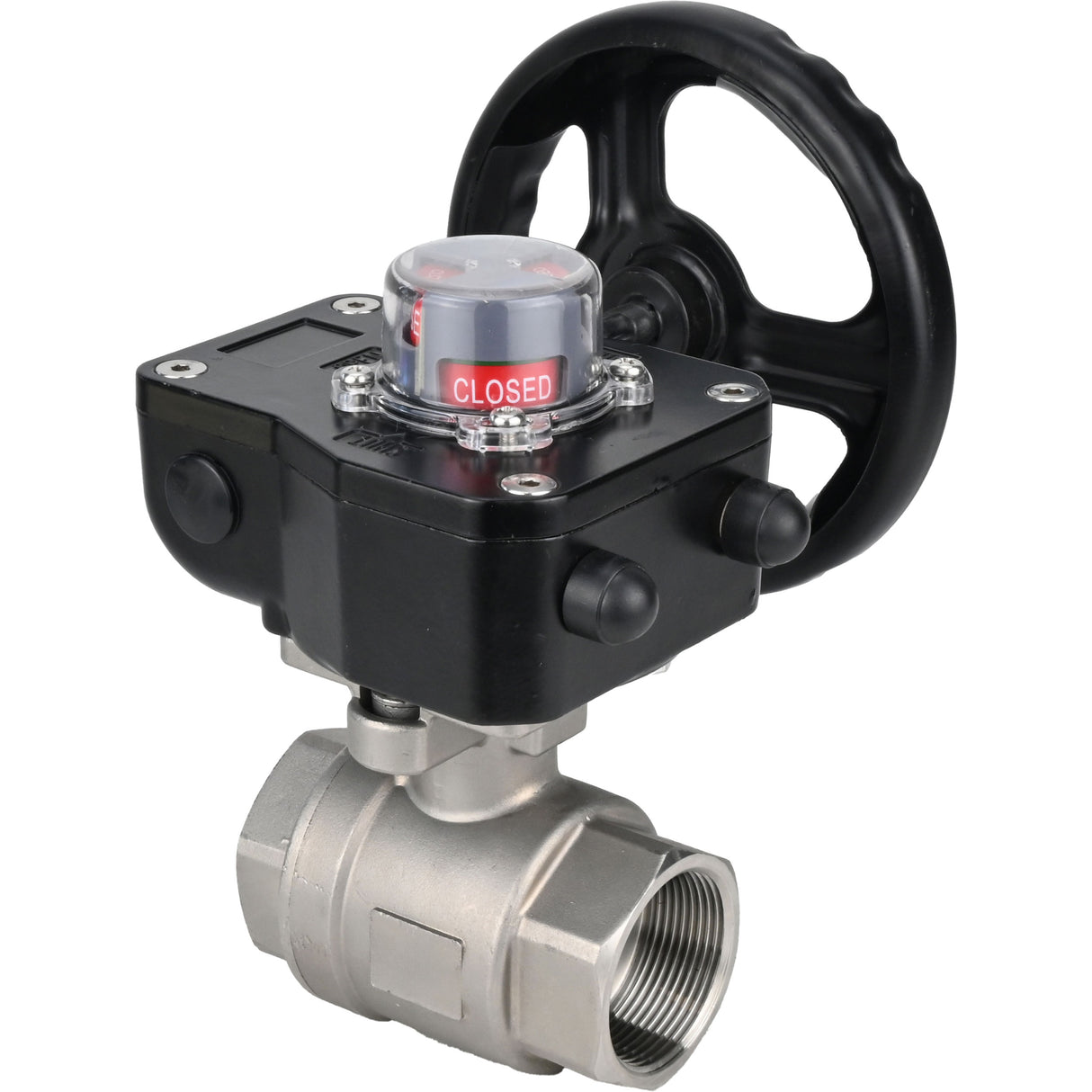 Stainless steel ball valve Elephant kshmp316-elephant-hgb, body material - stainless steel AISI 316, ball material - stainless steel AISI 316, seal - PTFE, gear operated