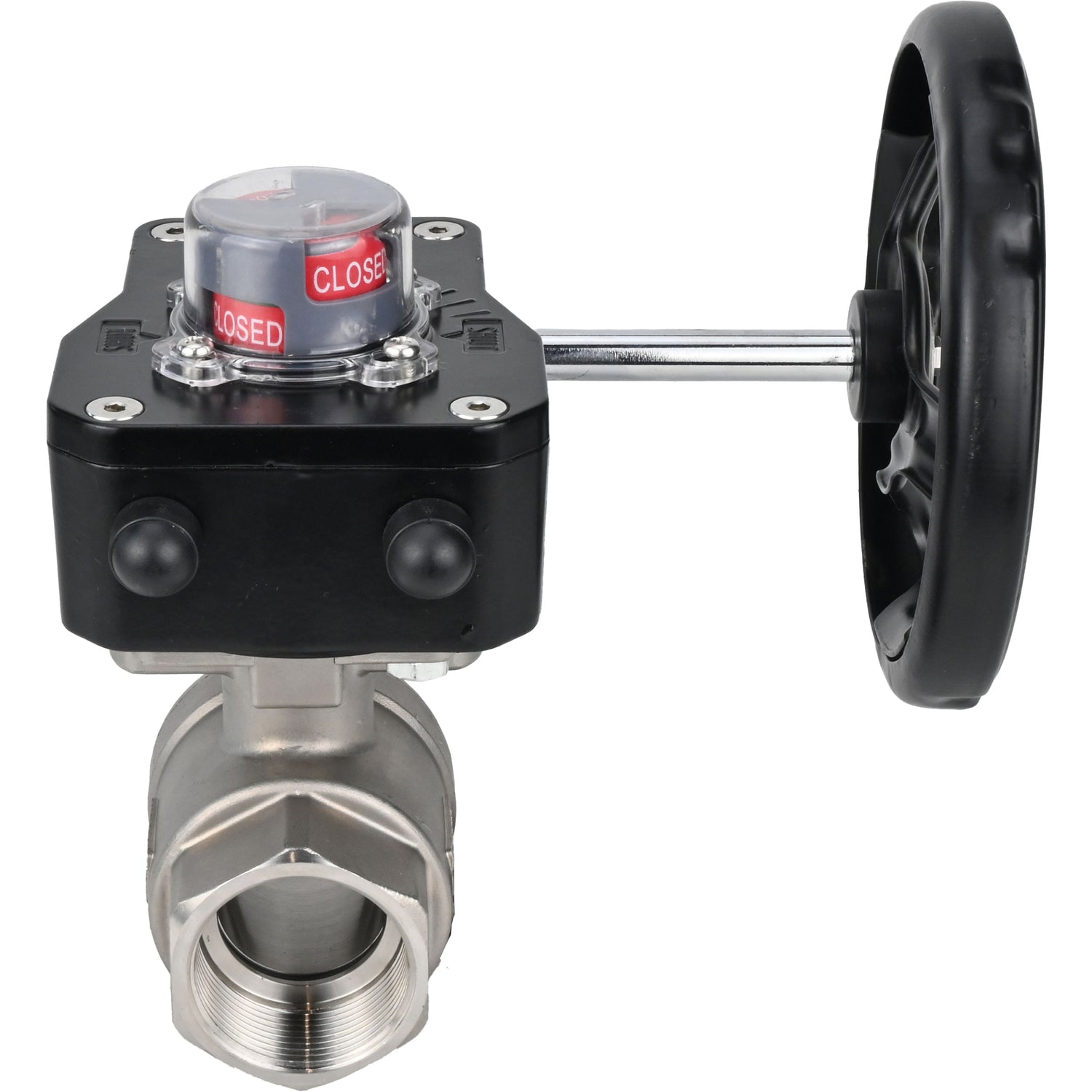 Stainless steel ball valve Elephant kshmp316-elephant-hgb, body material - stainless steel AISI 316, ball material - stainless steel AISI 316, seal - PTFE, gear operated