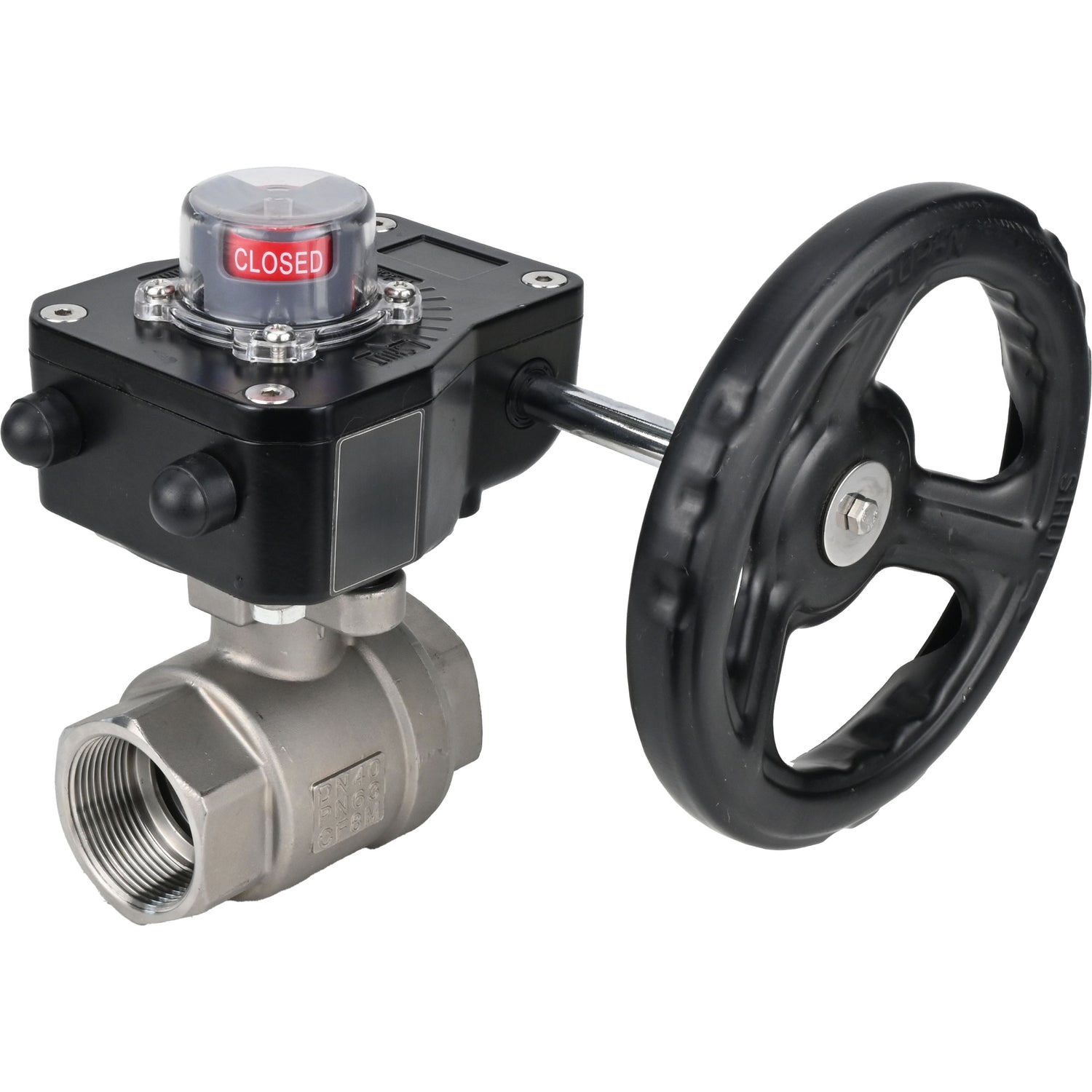 Stainless steel ball valve Elephant kshmp316-elephant-hgb, body material - stainless steel AISI 316, ball material - stainless steel AISI 316, seal - PTFE, gear operated