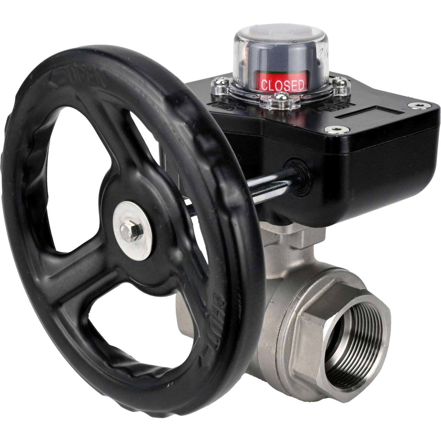 Stainless steel ball valve Elephant kshmp316-elephant-hgb, body material - stainless steel AISI 316, ball material - stainless steel AISI 316, seal - PTFE, gear operated