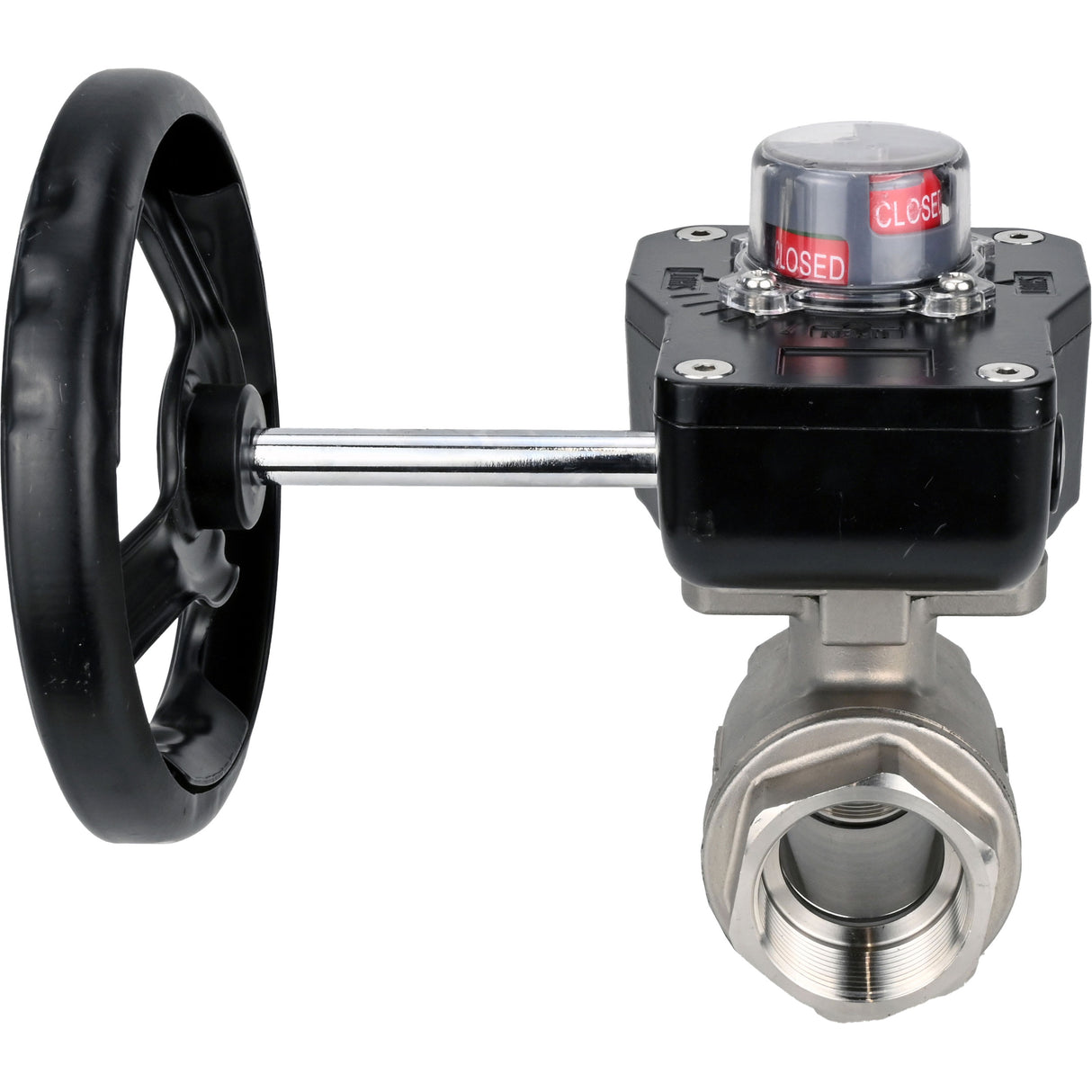 Stainless steel ball valve Elephant kshmp316-elephant-hgb, body material - stainless steel AISI 316, ball material - stainless steel AISI 316, seal - PTFE, gear operated