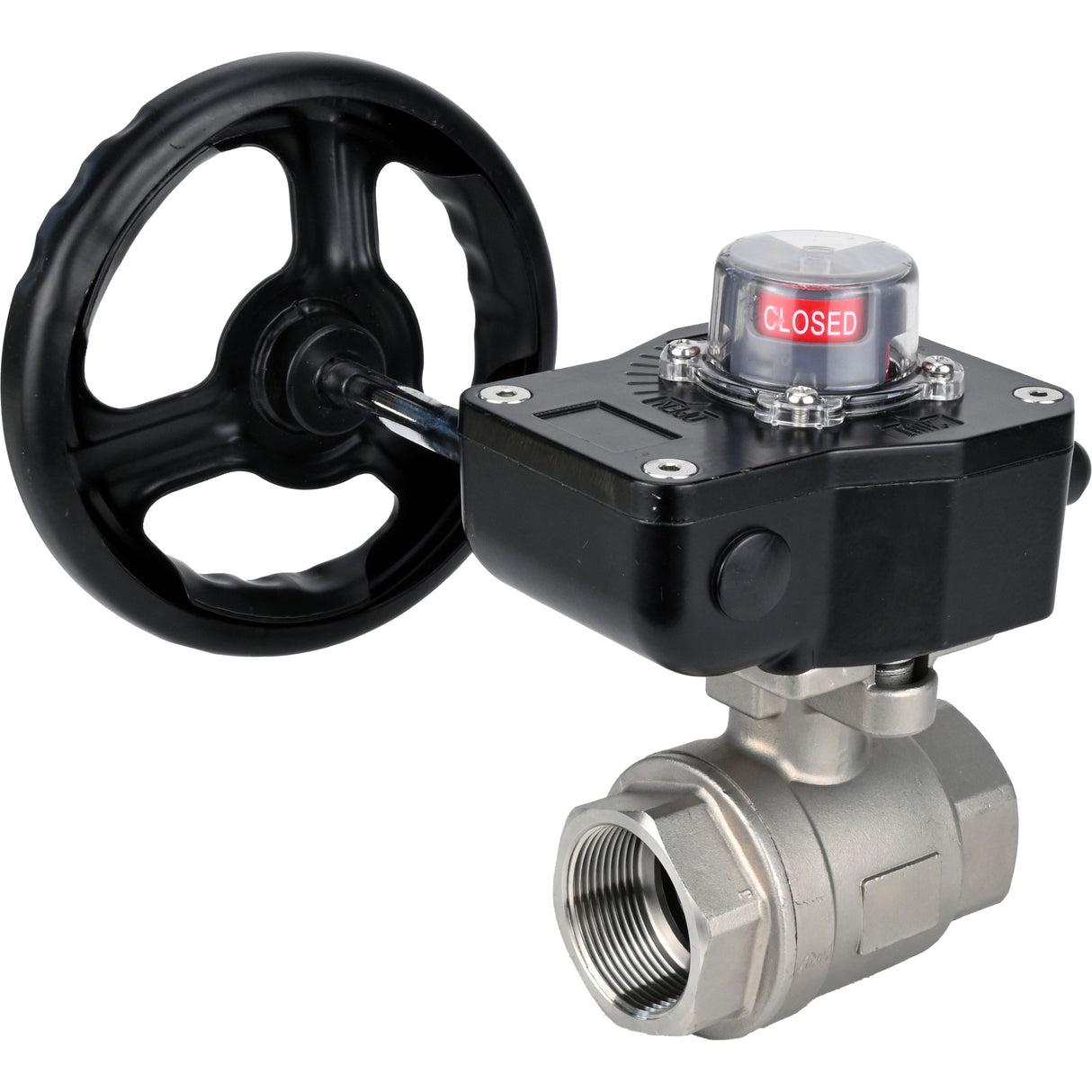 Stainless steel ball valve Elephant kshmp316-elephant-hgb, body material - stainless steel AISI 316, ball material - stainless steel AISI 316, seal - PTFE, gear operated