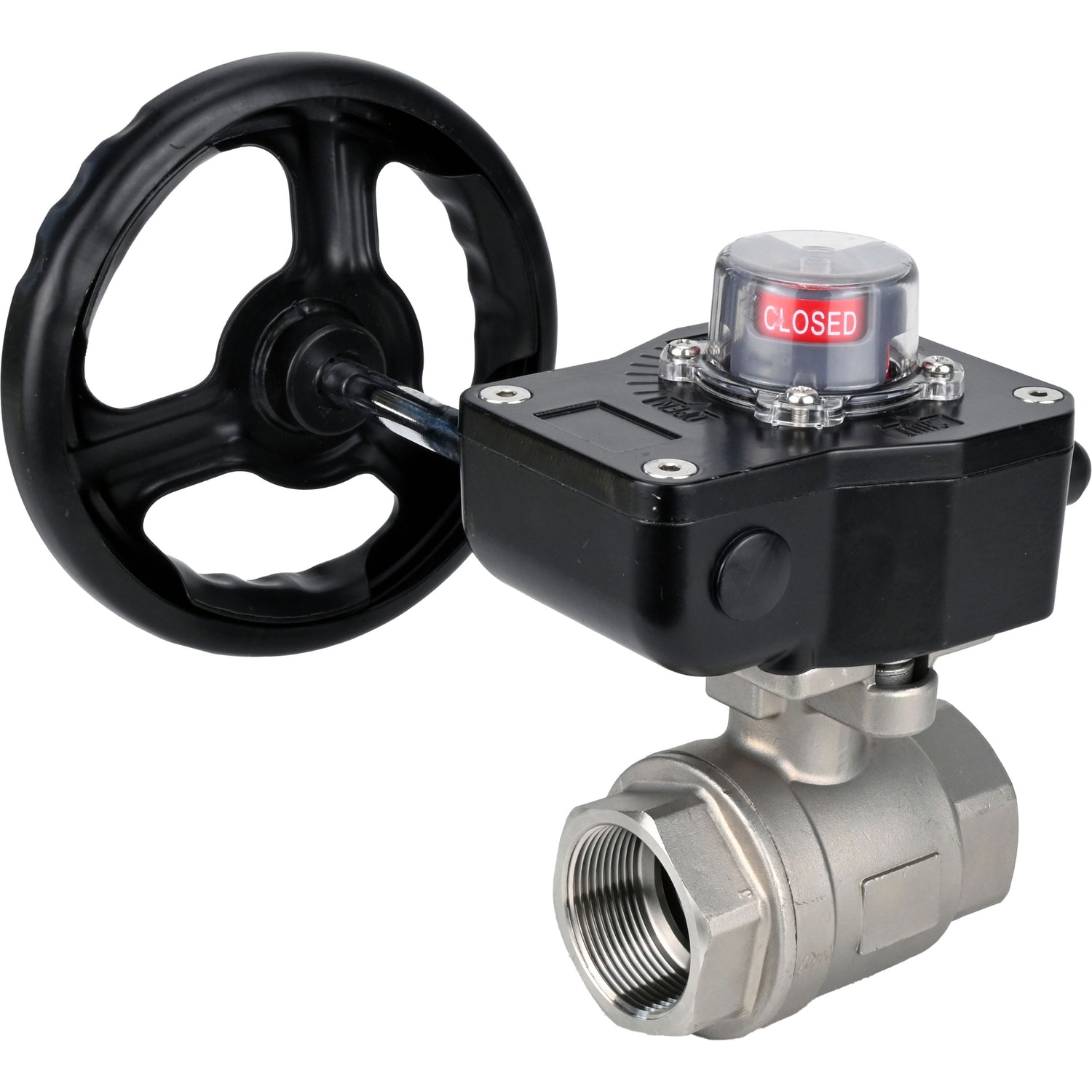 Stainless steel ball valve Elephant kshmp316-elephant-hgb, body material - stainless steel AISI 316, ball material - stainless steel AISI 316, seal - PTFE, gear operated