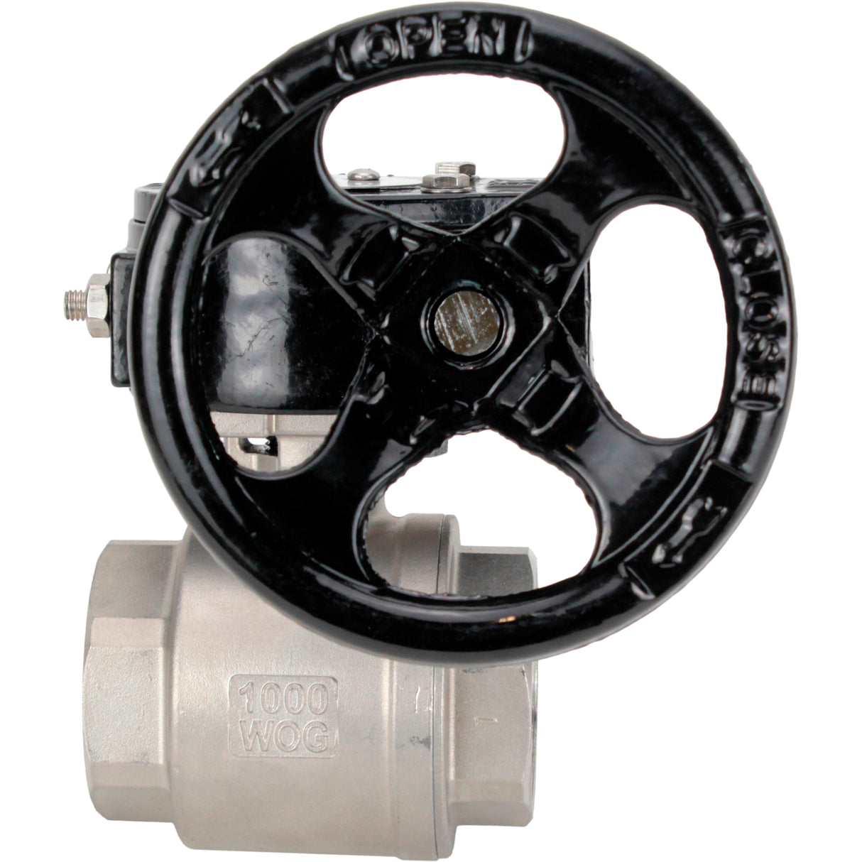 Stainless steel ball valve Elephant kshmp316-elephant-rdn, body material - stainless steel AISI 316, ball material - stainless steel AISI 316, seal - PTFE, gear operated