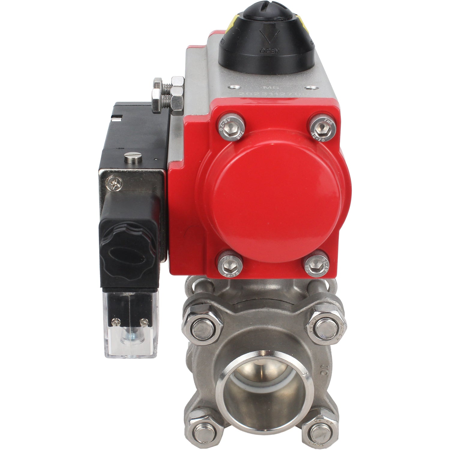 Stainless steel ball valve Elephant kshpp-316200-sa-4m310-24, body material - stainless steel AISI 316, ball material - stainless steel AISI 316, seal - PTFE, pneumatic actuator operated