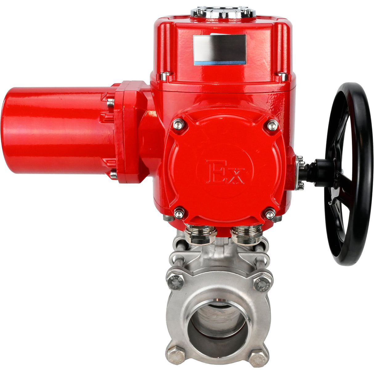 Stainless steel ball valve Elephant BVPP 316,200-ISO 63 bar SS316 full port, for welding, body material - stainless steel, quarter-turn electric actuator Elephant QT-W (M) EX 220 V