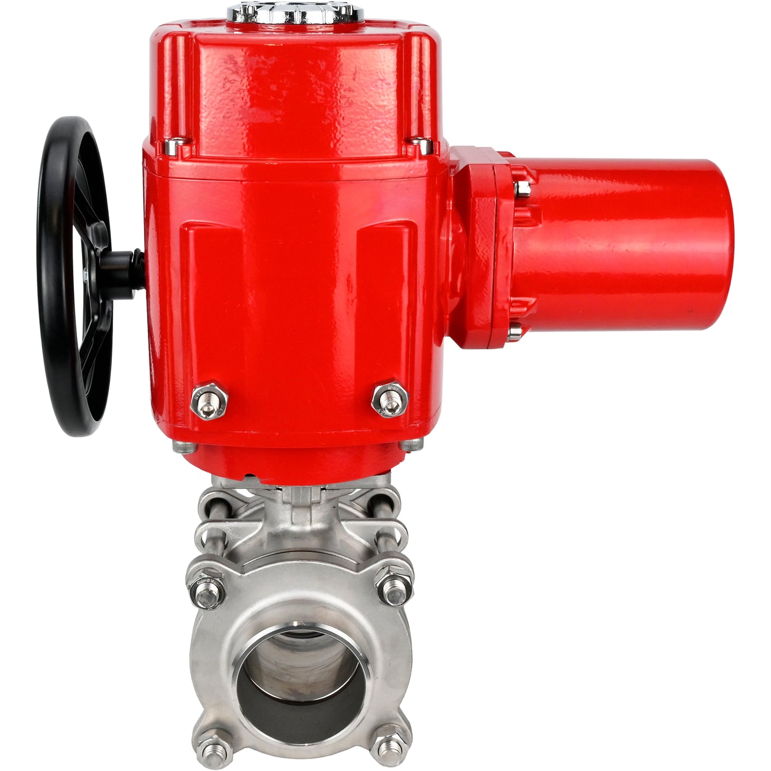 Stainless steel ball valve Elephant BVPP 316,200-ISO 63 bar SS316 full port, for welding, body material - stainless steel, quarter-turn electric actuator Elephant QT-W (M) EX 220 V