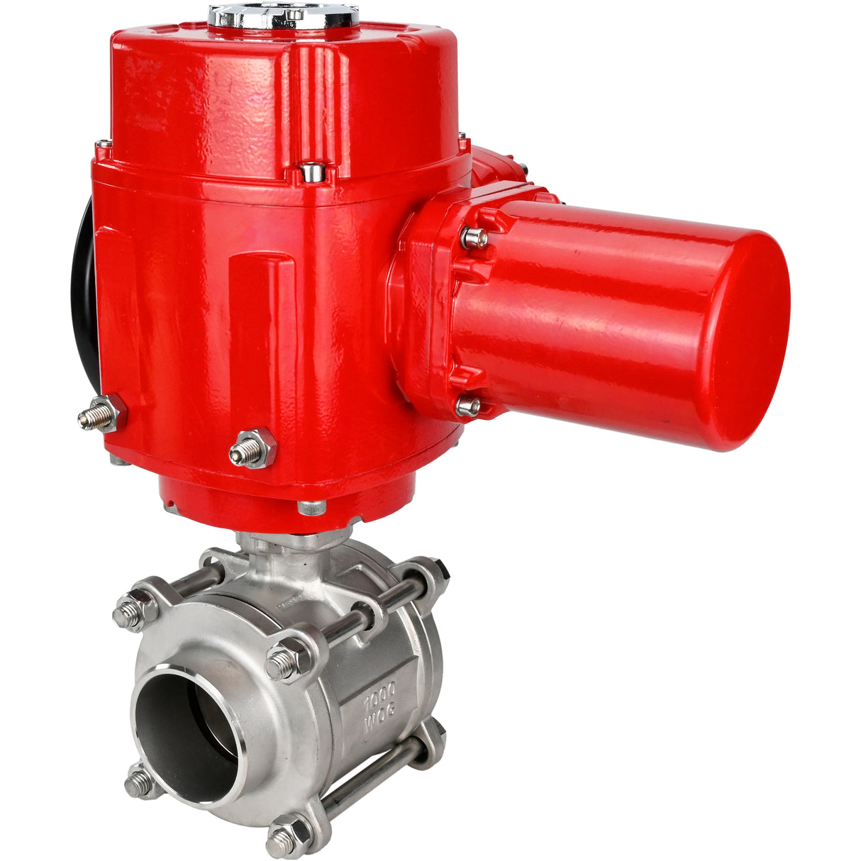 Stainless steel ball valve Elephant BVPP 316,200-ISO 63 bar SS316 full port, for welding, body material - stainless steel, quarter-turn electric actuator Elephant QT-W (M) EX 220 V