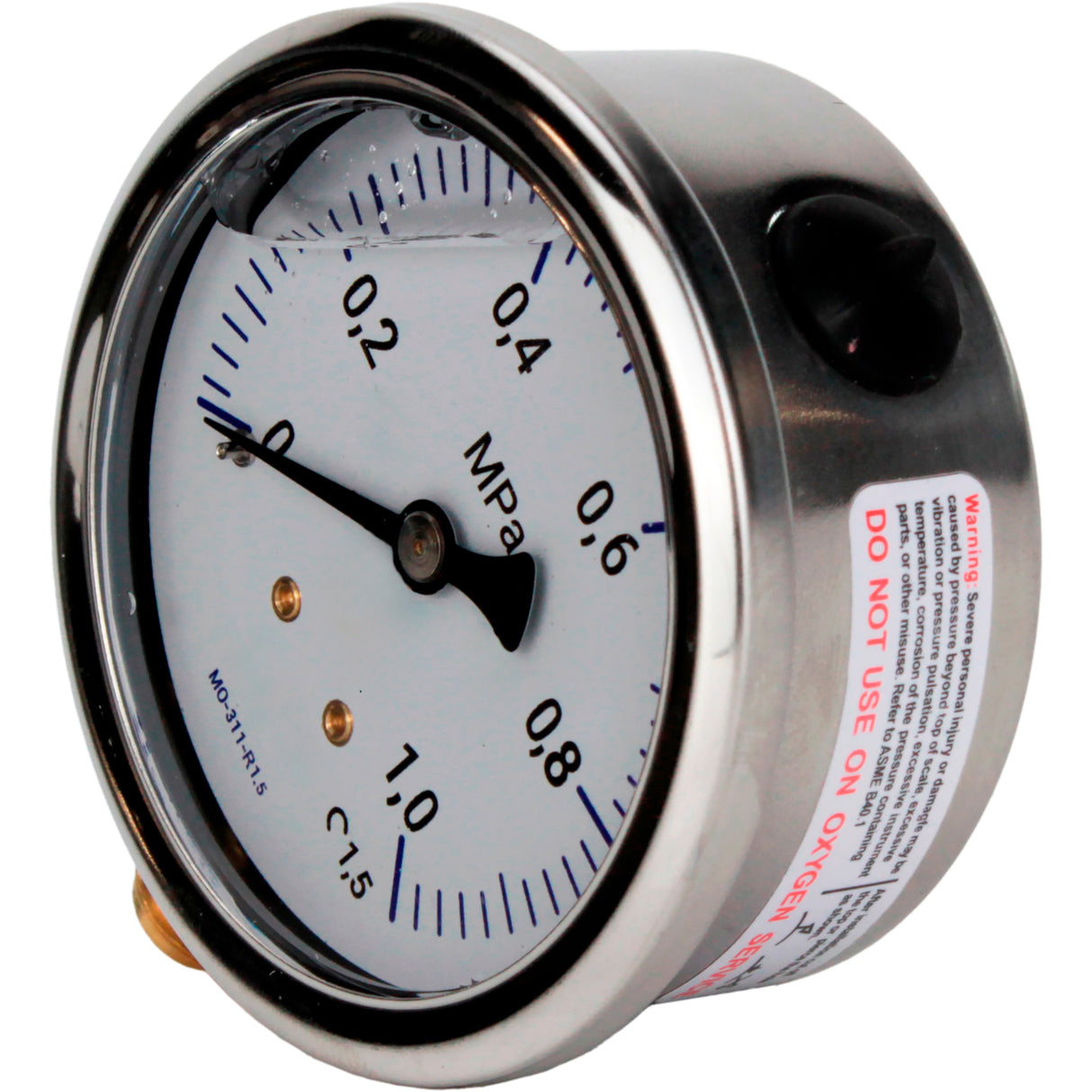 Manometers vibration-resistant Elephant MB-311-R1.5, radial, stainless steel 304, accuracy class 1.5