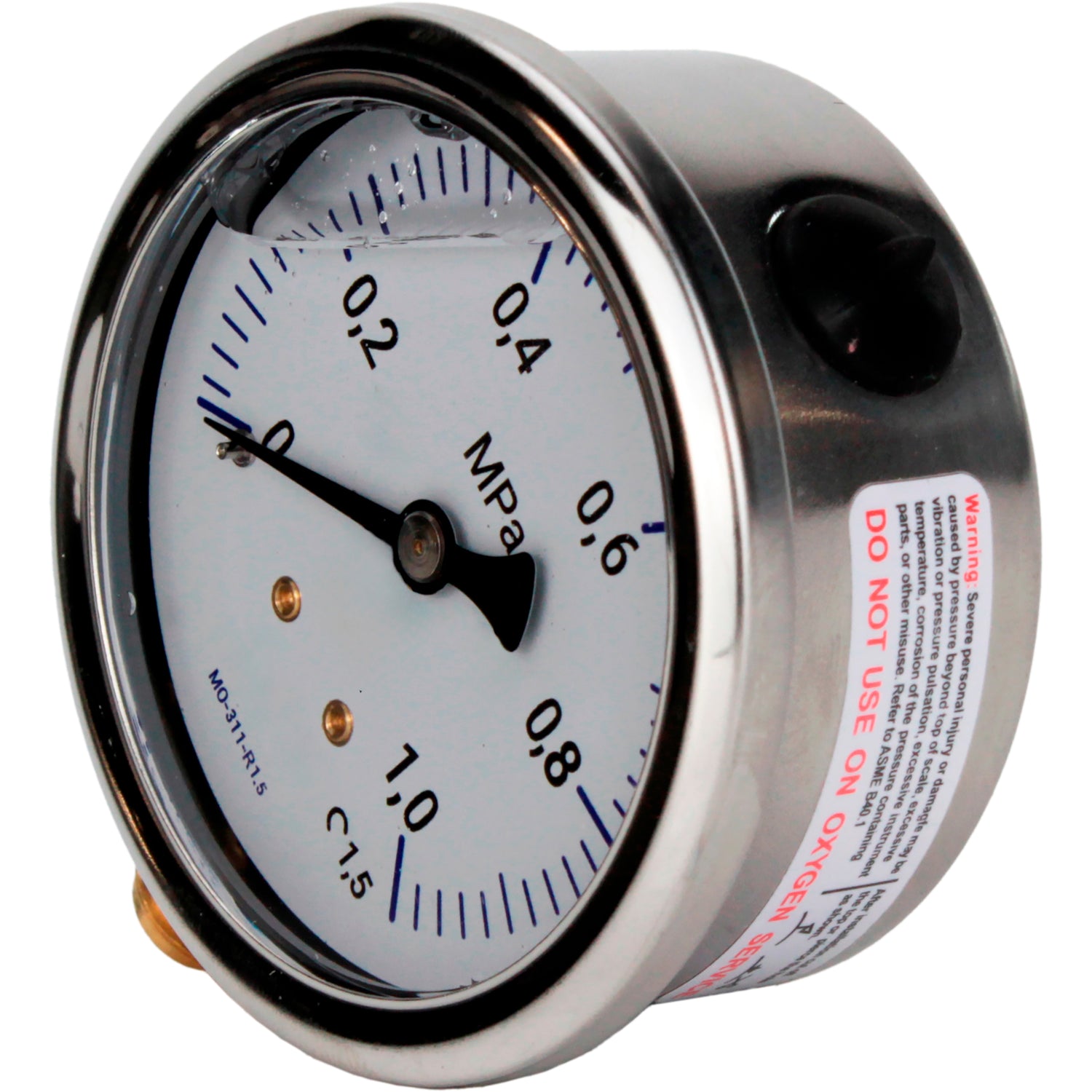 Manometers vibration-resistant Elephant MB-311-R1.5, radial, stainless steel 304, accuracy class 1.5