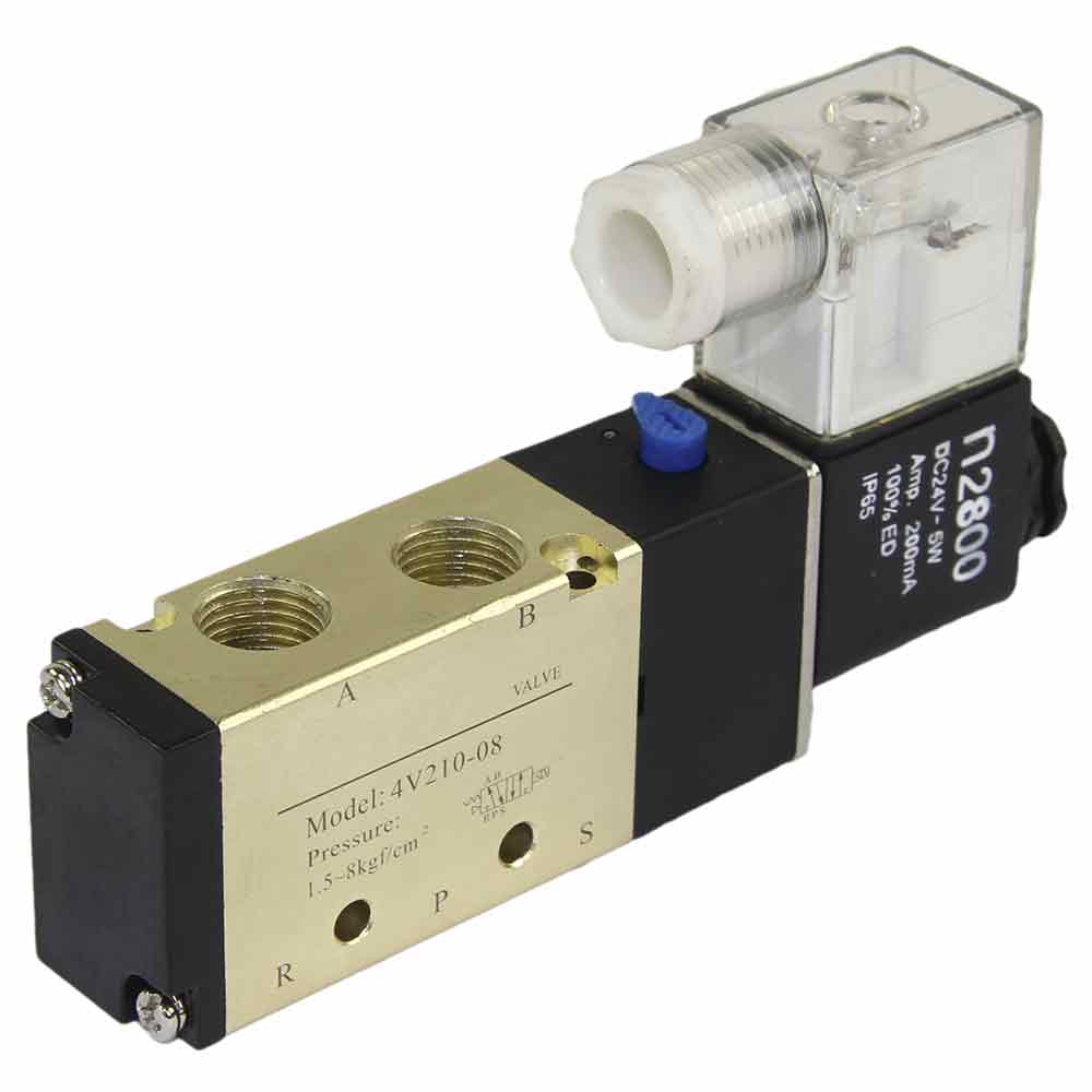 Pneumatic distributor Elephant 4v210-08 KUOIN, body material - anodized aluminum