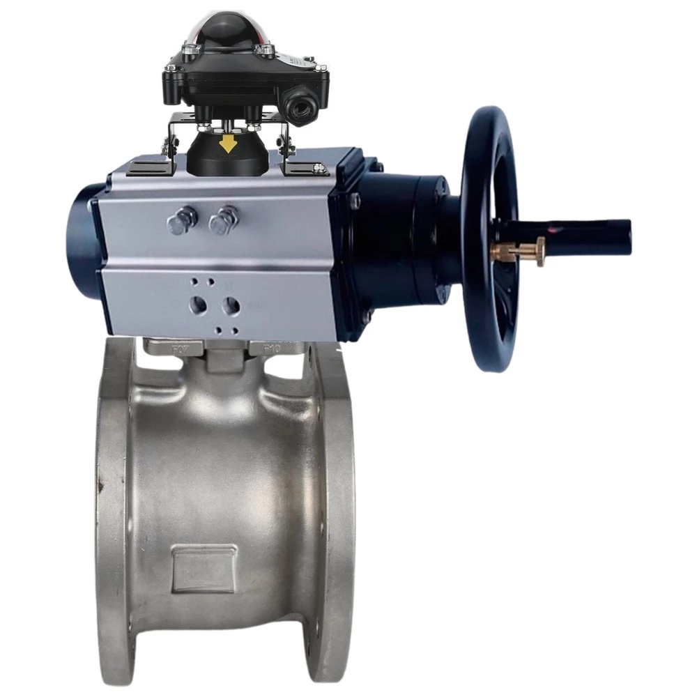 Water Butterfly valves Elephant BV3232P-FP-Fb-ISO-H DN80-100 16 bar full bore wafer type, body - stainless steel AISI 316, seal - PTFE, with pneumatic actuator Elephant PA-DA-105-1 and APL-410N EX