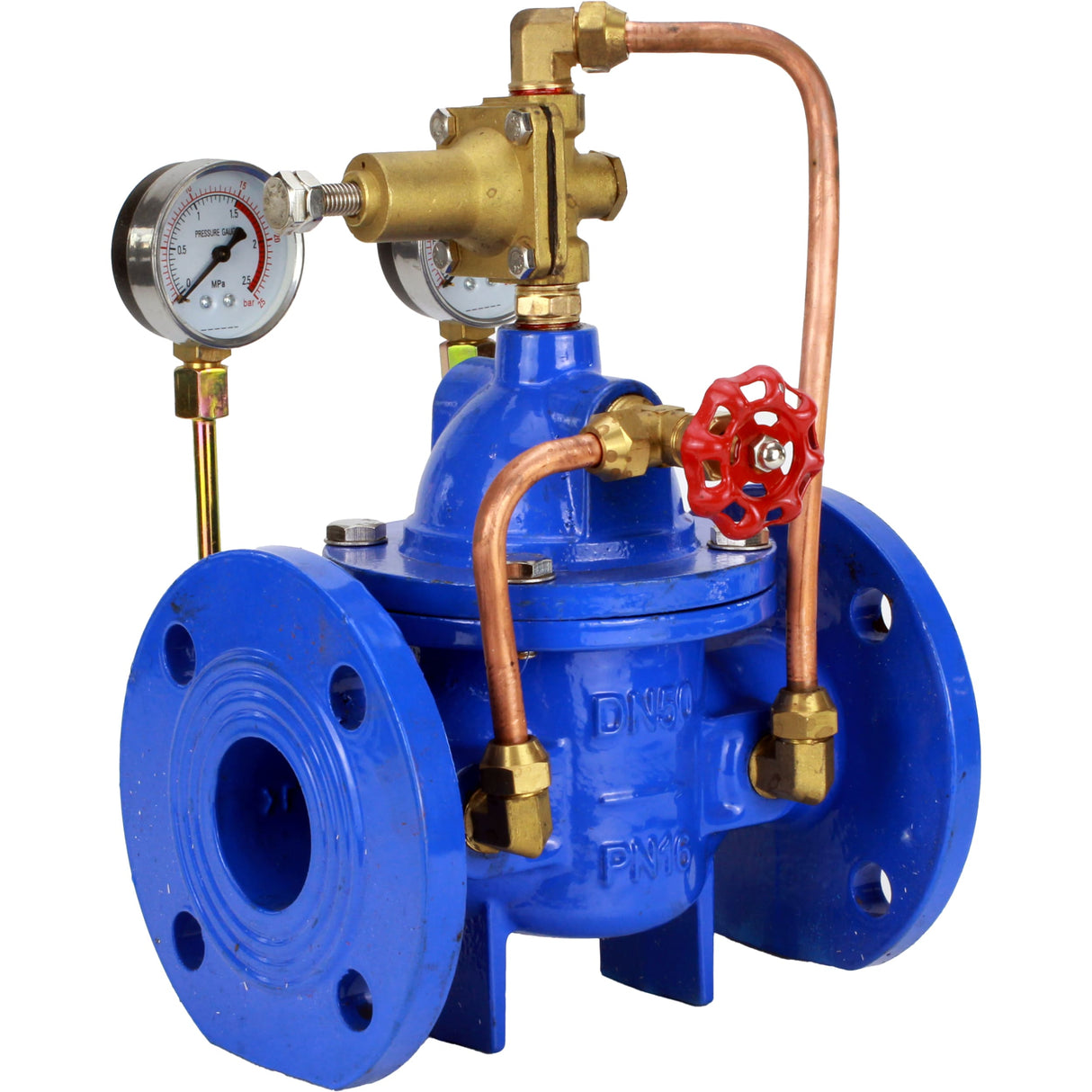 After-self regulators with pilot control Elephant PVA1-1313RR-F, diaphragm regulators, body - cast iron GGG40, disk - cast iron GGG40, seal - reinforced natural rubber, flanged connection