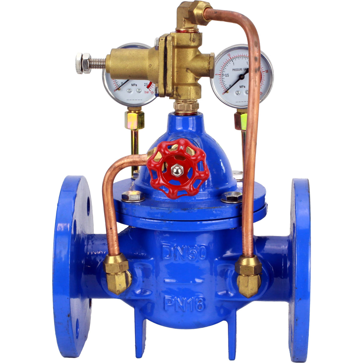 After-self regulators with pilot control Elephant PVA1-1313RR-F, diaphragm regulators, body - cast iron GGG40, disk - cast iron GGG40, seal - reinforced natural rubber, flanged connection