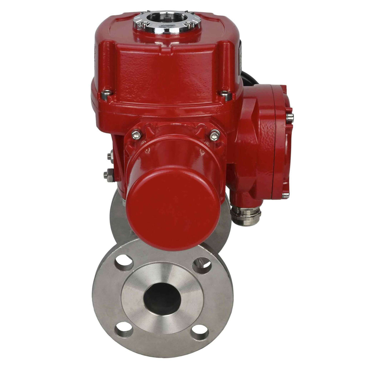 Stainless steel ball valve Elephant BVFPT,304,180 three-part, body material - stainless steel SS304, seal - PTFE, flanged, full port, quarter-turn electric actuator Elephant QT-W (M) EX 380 V