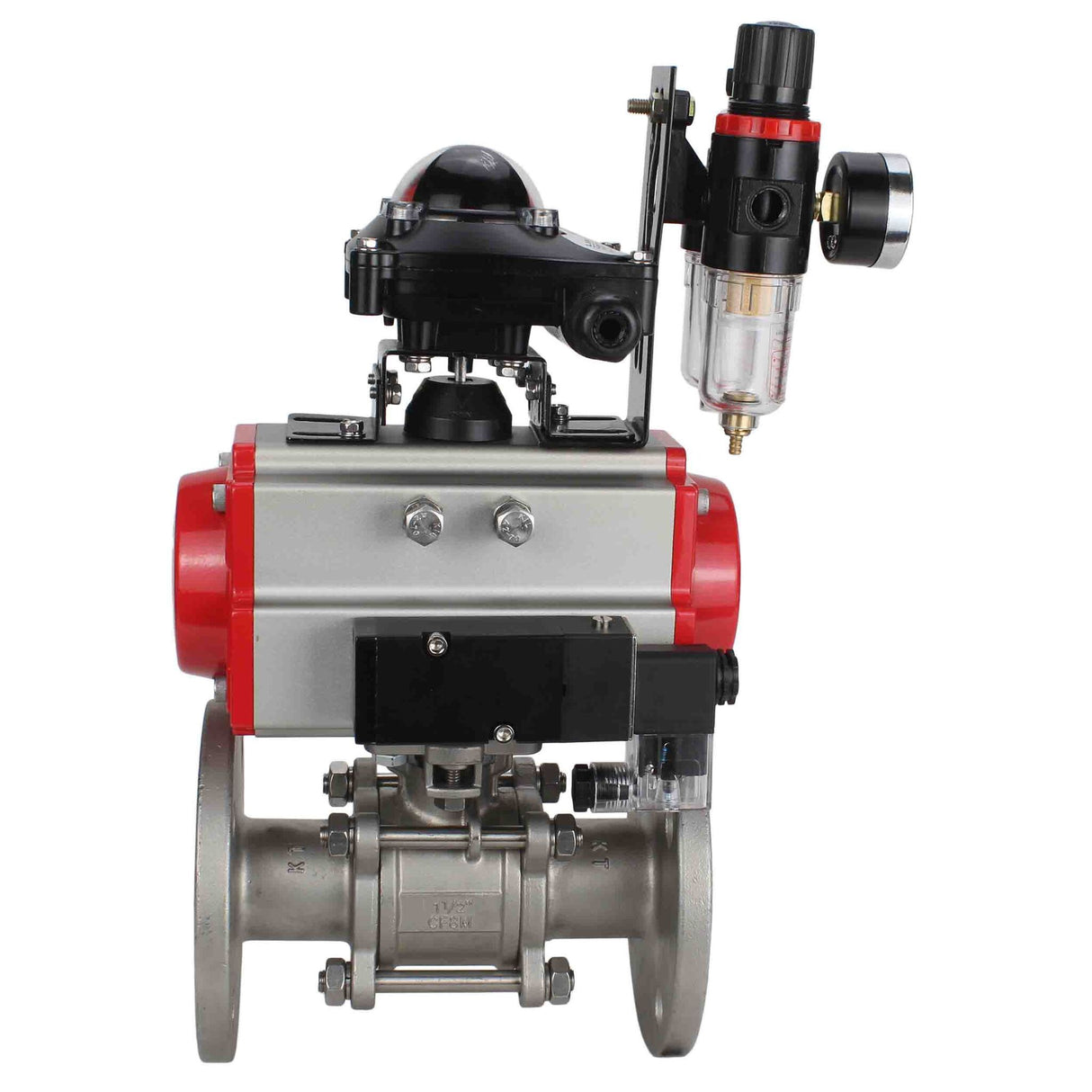 Stainless steel ball valve Elephant ksfpt-304-180-sa-4m310-24v-apl210n-afc2000, body material - stainless steel AISI 304, ball material - stainless steel AISI 304, seal - PTFE, pneumatic actuator operated