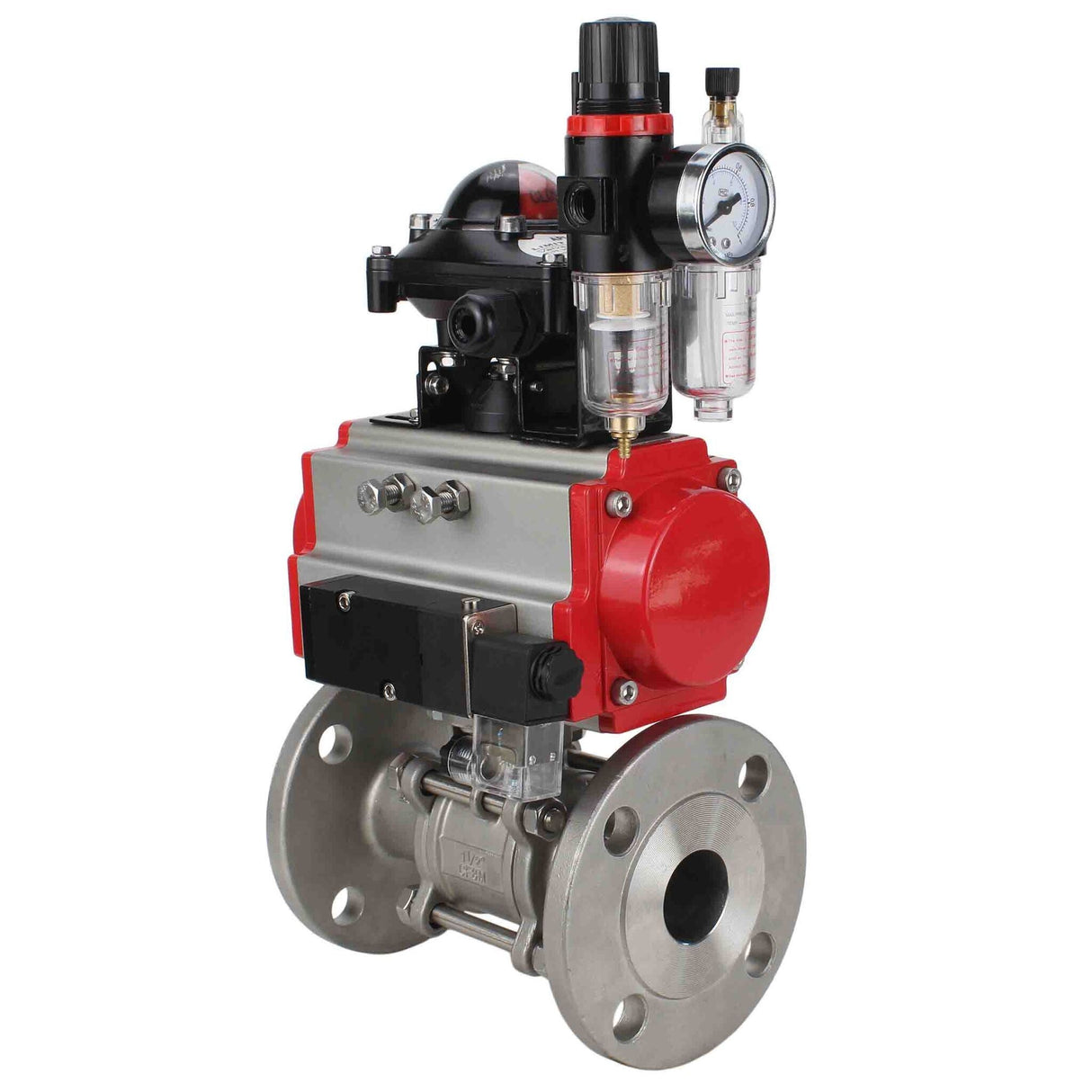 Stainless steel ball valve Elephant ksfpt-316-180-da-4m310-110/220v-apl210n-afc2000, body material - stainless steel AISI 316, ball material - stainless steel AISI 316, seal - PTFE, pneumatic actuator operated