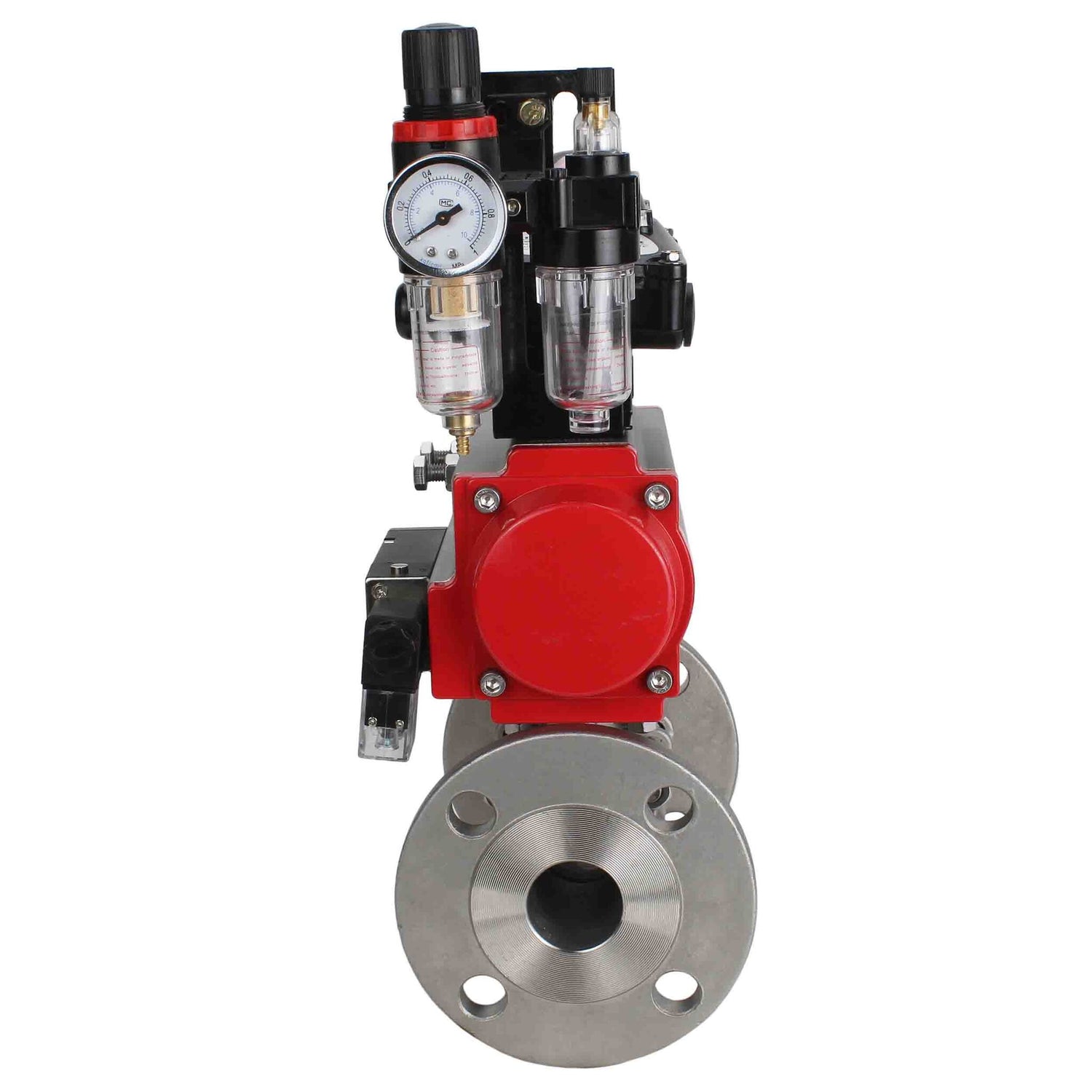 Stainless steel ball valve Elephant ksfpt-304-180-sa-4m310-24v-apl210n-afc2000, body material - stainless steel AISI 304, ball material - stainless steel AISI 304, seal - PTFE, pneumatic actuator operated