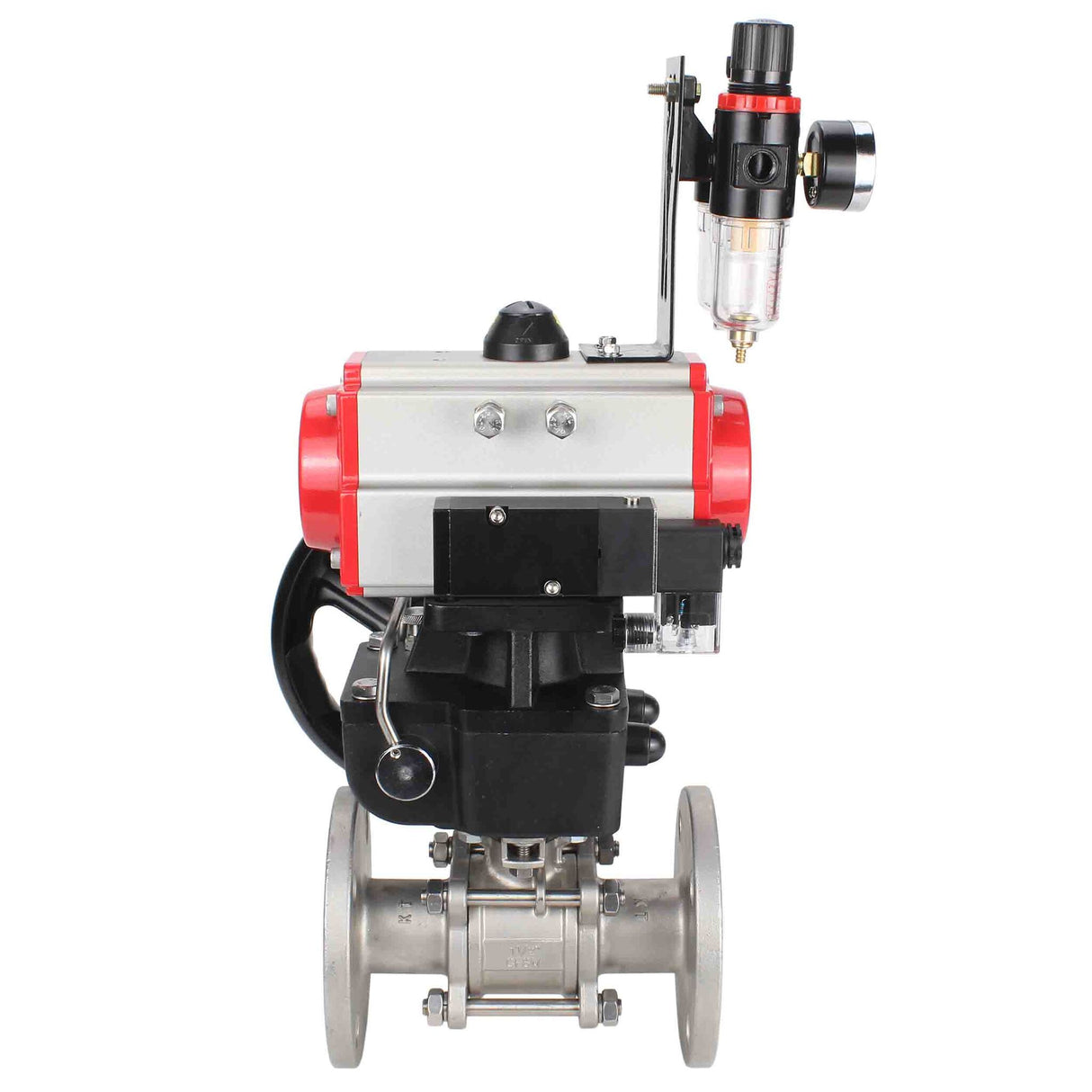 Stainless steel ball valve Elephant ksfpt-304-180-da-4m310-24v-hdm-afc2000, body material - stainless steel AISI 304, ball material - stainless steel AISI 304, seal - PTFE, pneumatic actuator operated